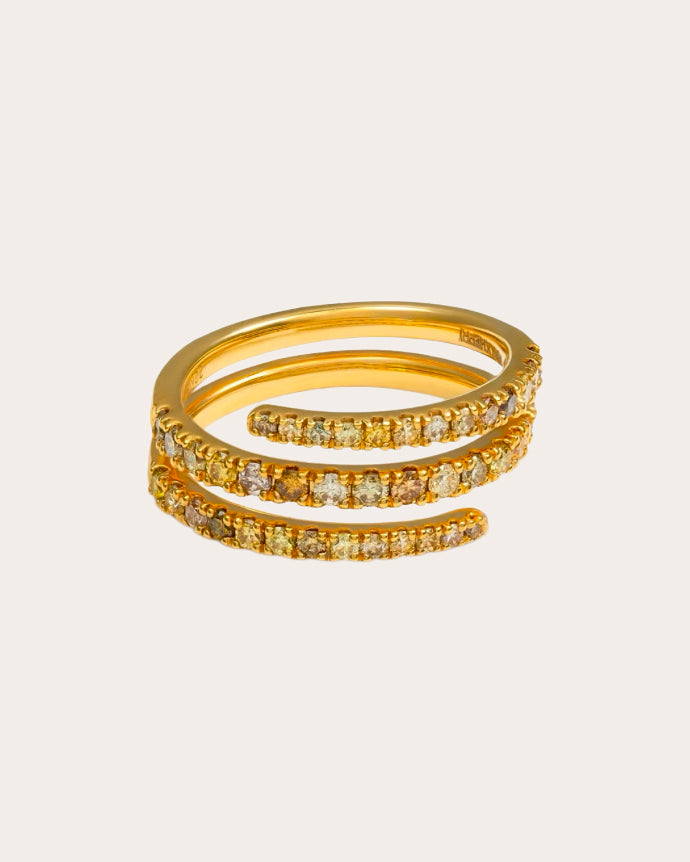 Colored Diamond Coil Pinky Ring