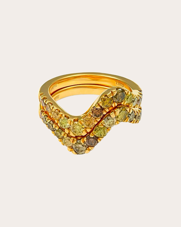 Colored Diamond Wave Duo Ring