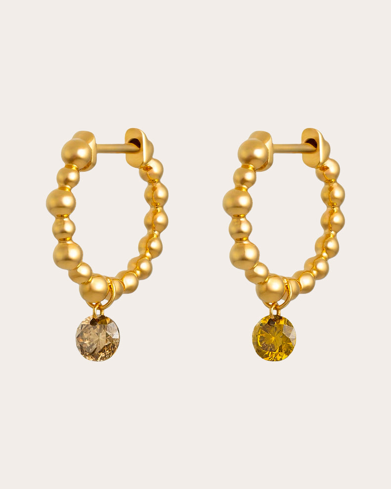 Colored Diamond Dusk & Dawn Beaded Hoop Earrings