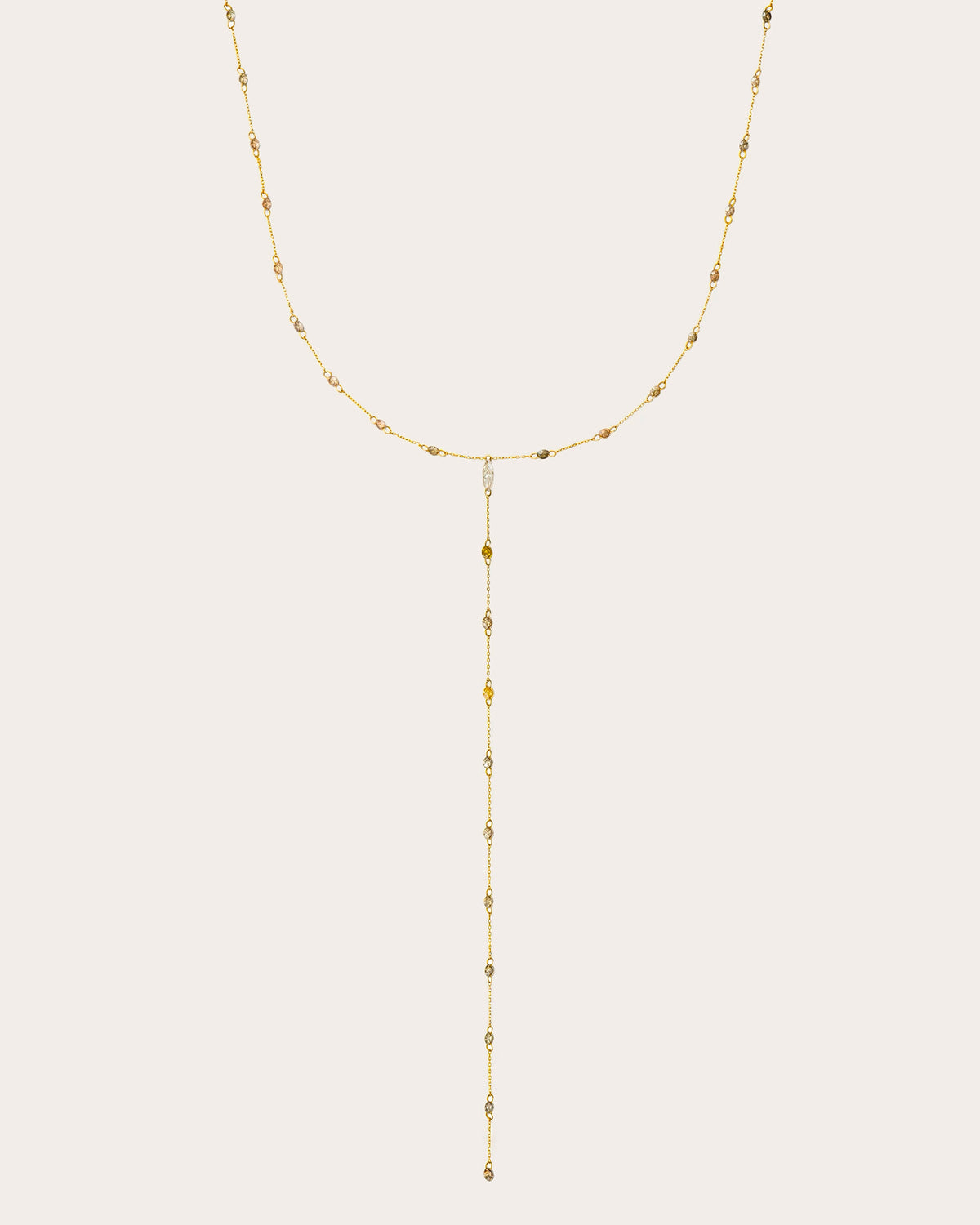 Colored Diamond Drilled Lariat Necklace