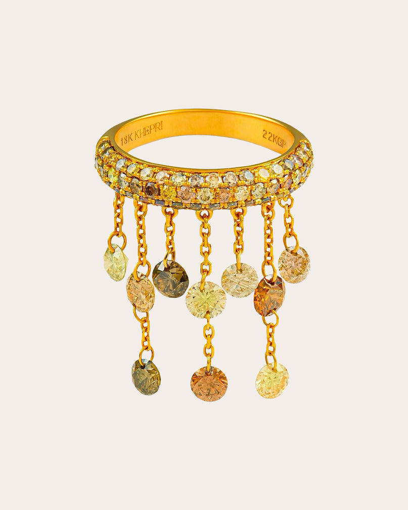 Colored Diamond Fringe Ring