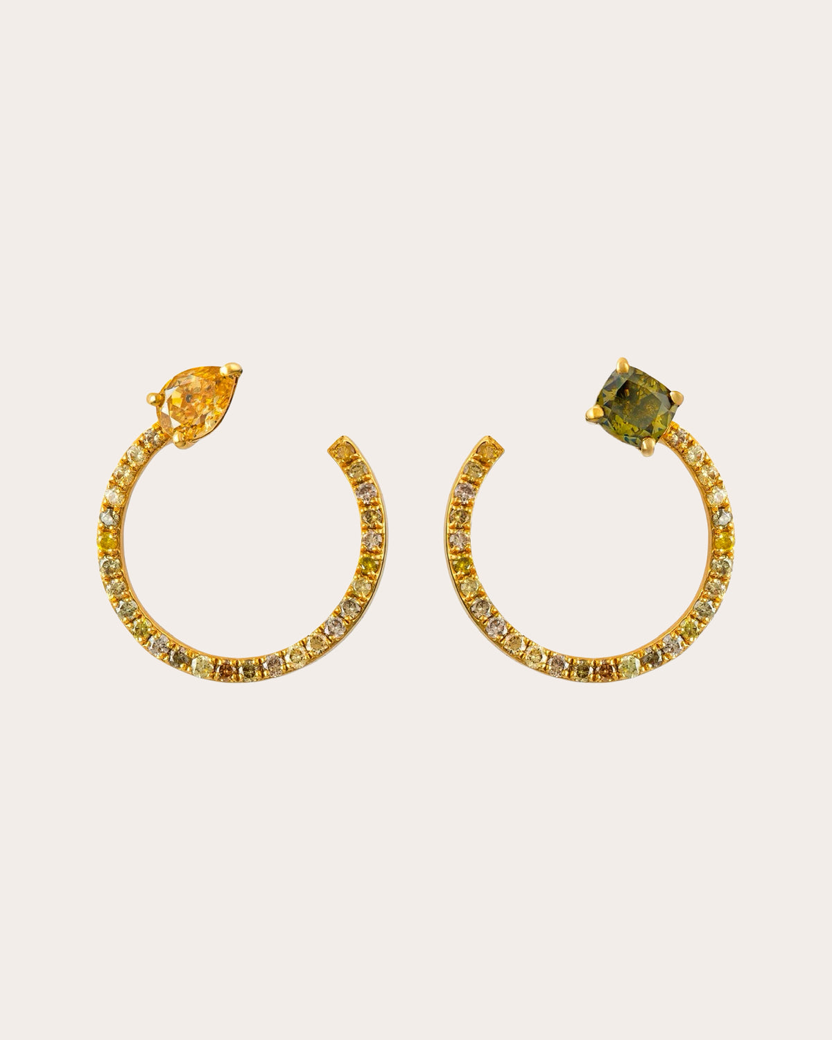 Colored Diamond Ying & Yang Eclipse Earrings