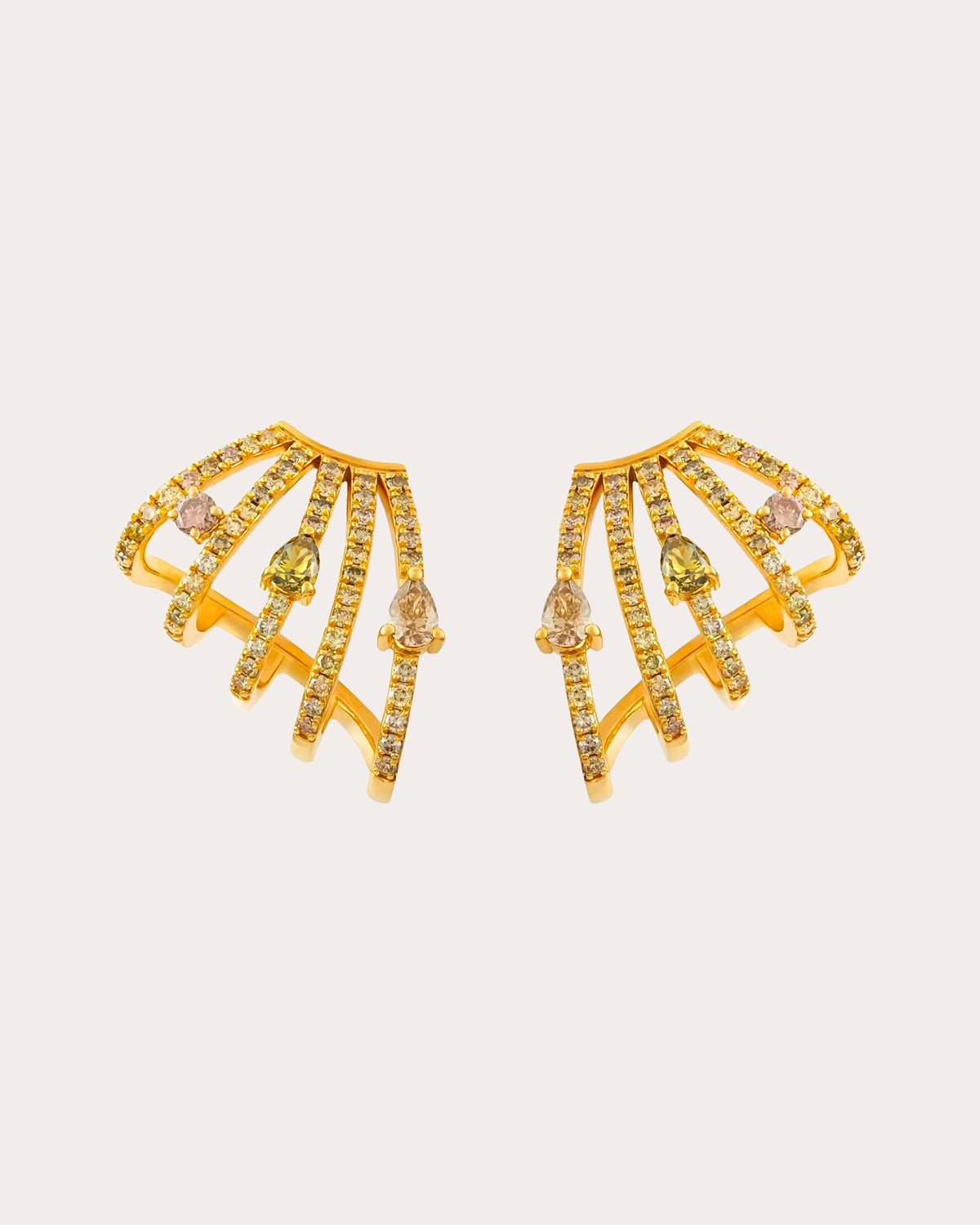 Colored Diamond Sweeping Cage Earrings