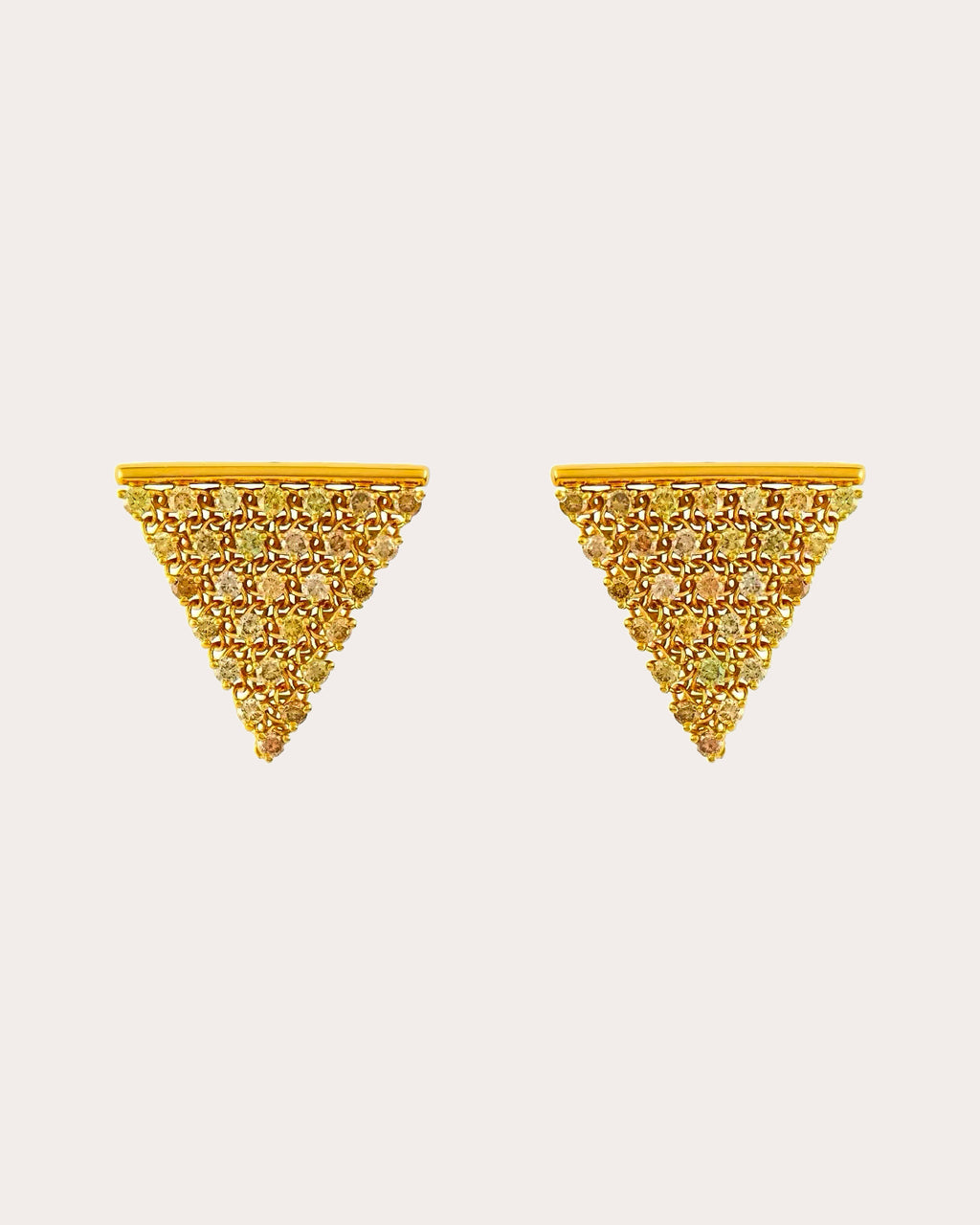 Colored Diamond Pyramid Mesh Stud Earrings