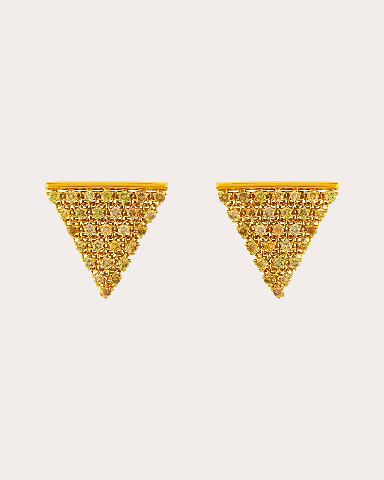 Colored Diamond Pyramid Mesh Stud Earrings