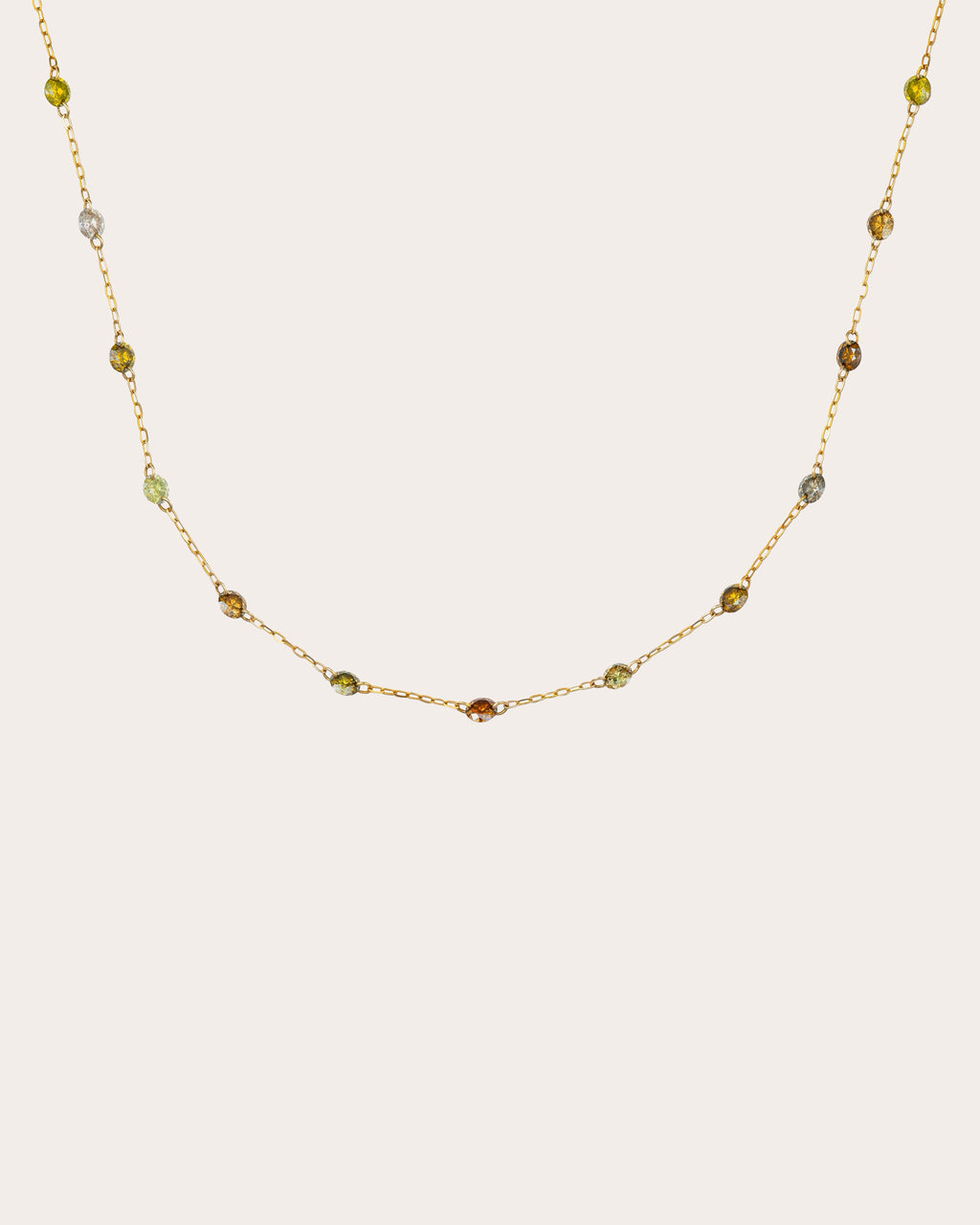 Colored Diamond Drilled Station Necklace