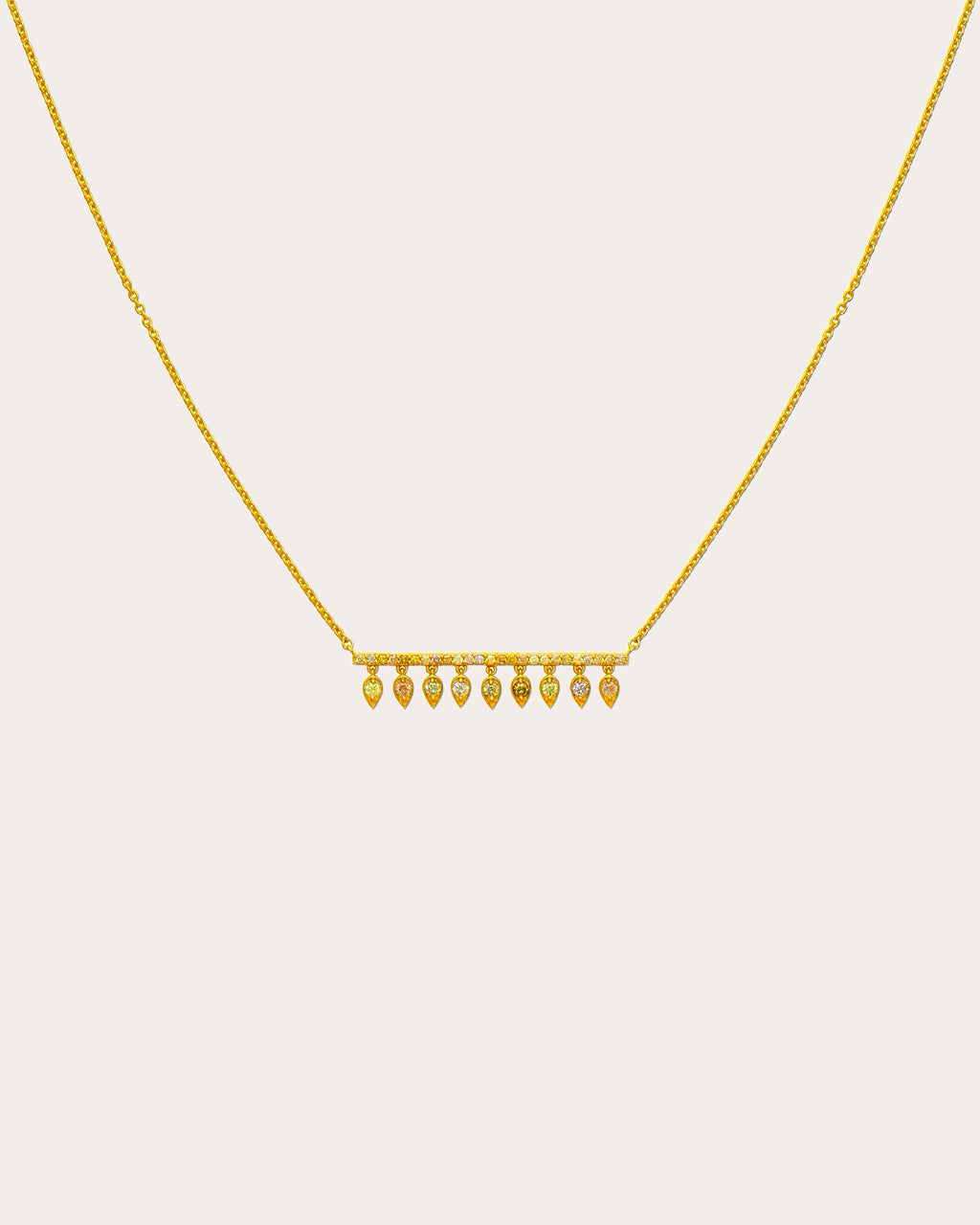 Colored Diamond Drip Bar Necklace