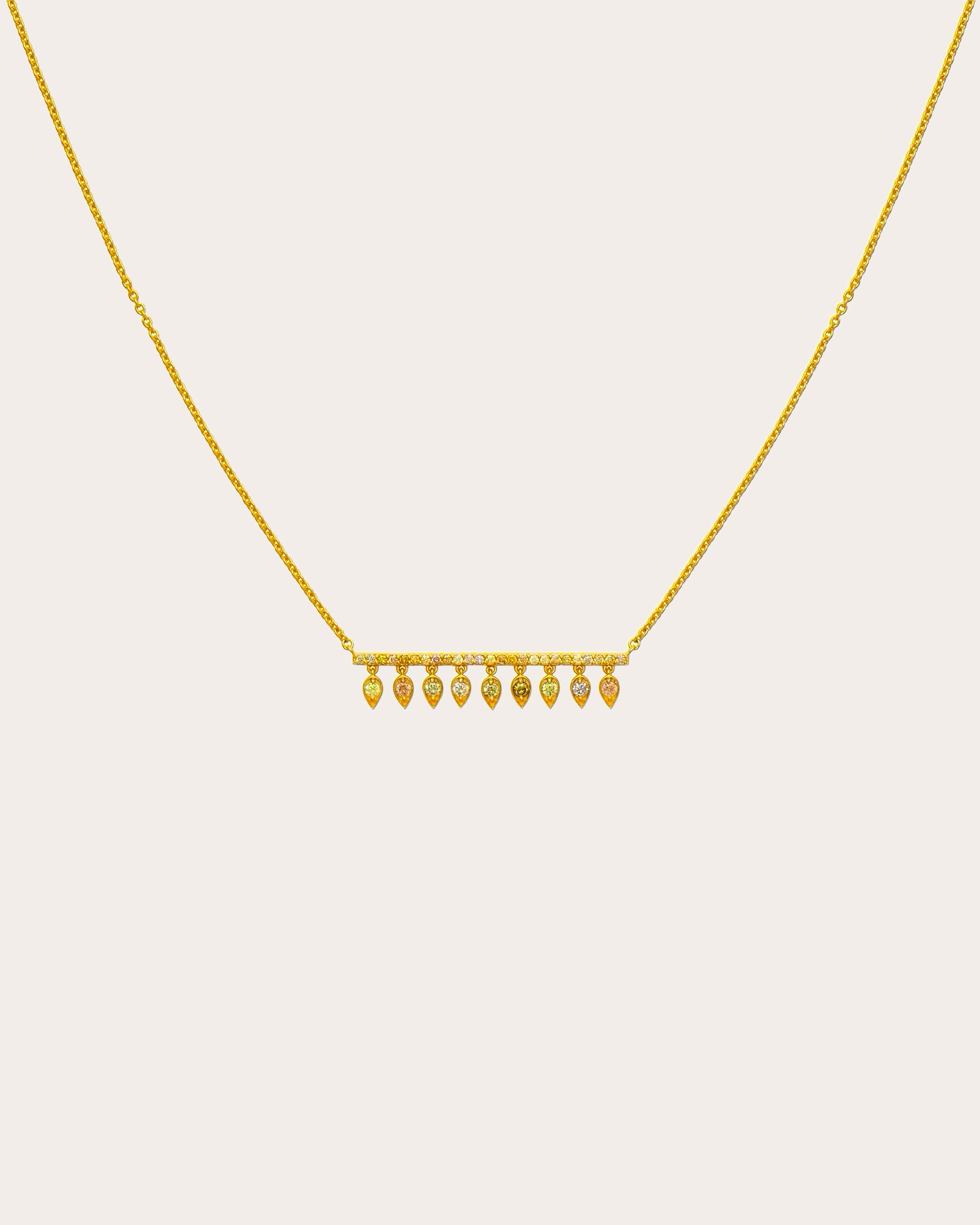 Colored Diamond Drip Bar Necklace