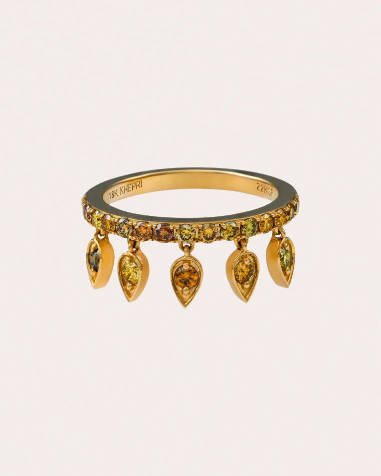 Colored Diamond Drip Ring