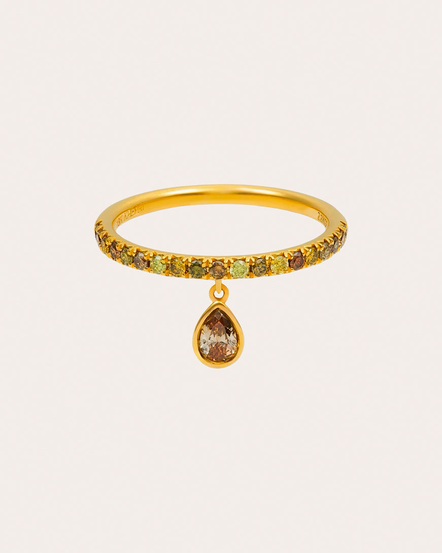 Colored Diamond Pear Drop Ring