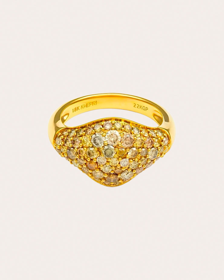 Colored Diamond Mosaic Pinky Ring