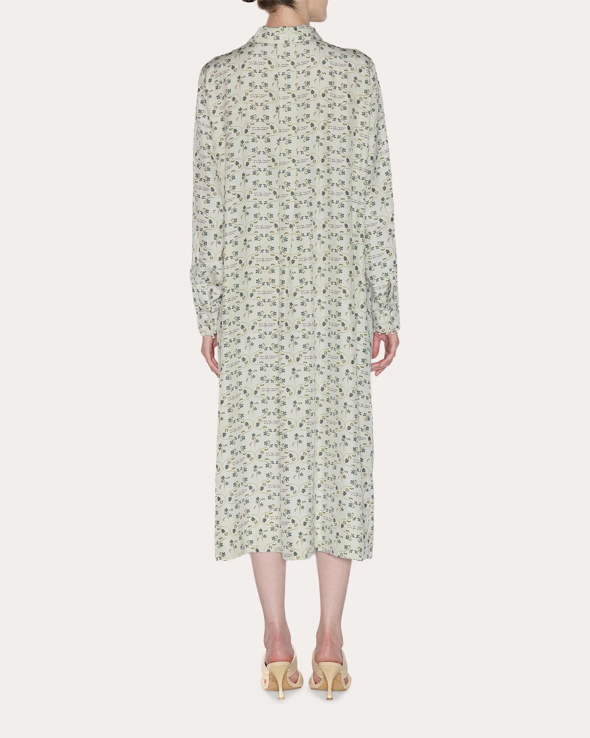 Meaning Floral Silk Poplin Midi Shirt Dress