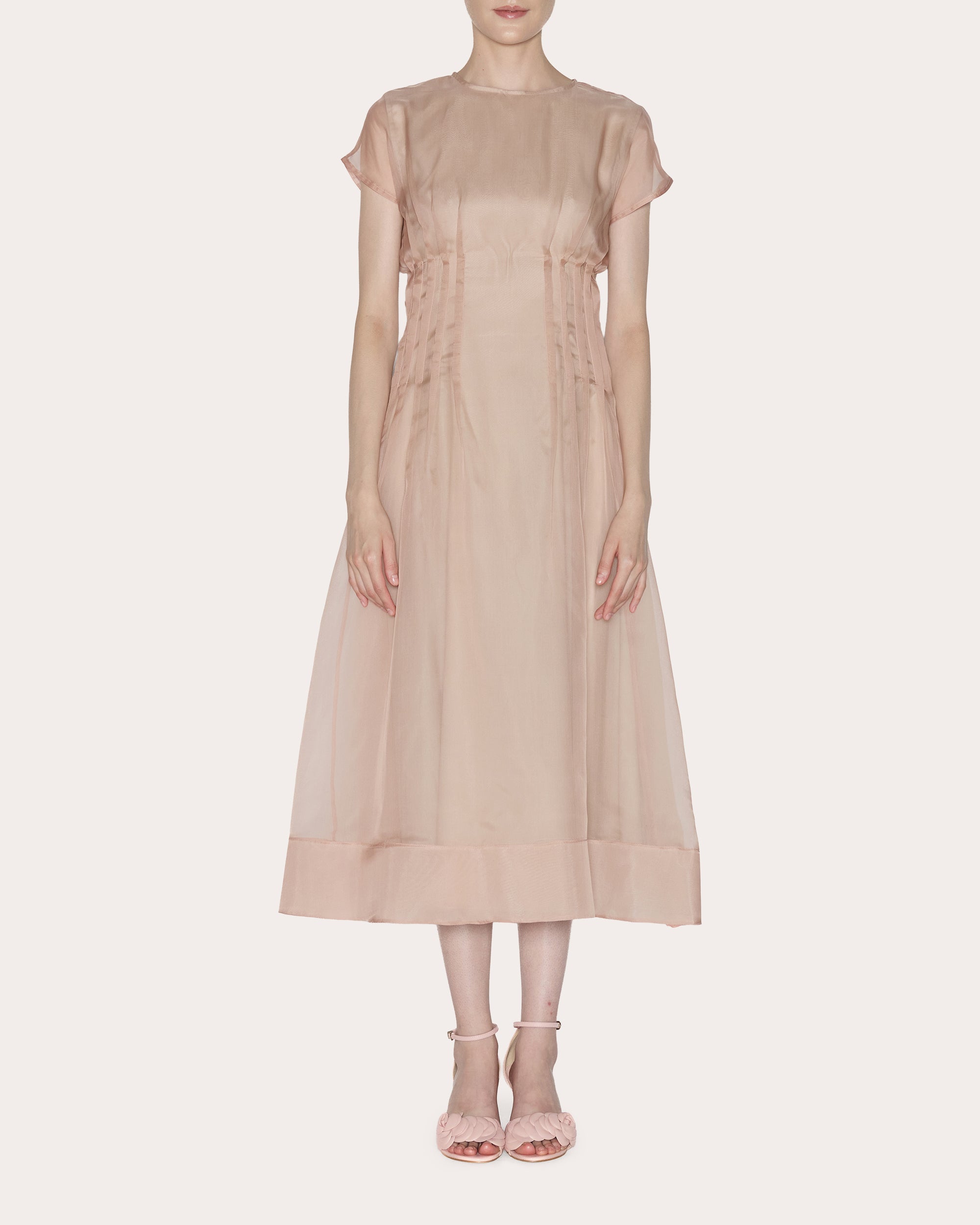 silk organza midi dress Women's Rosine Gathered Off-Shoulder Silk Organza Midi Dress S/M/L/XL/Customize Pastel Pink MEAN BLVD Pastel Pink / Customize