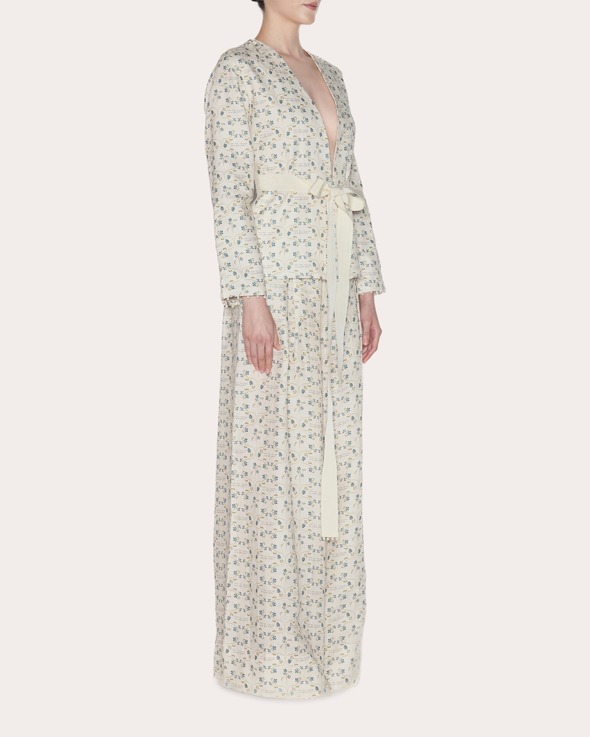 Heirloom Floral Linen Belted Blazer