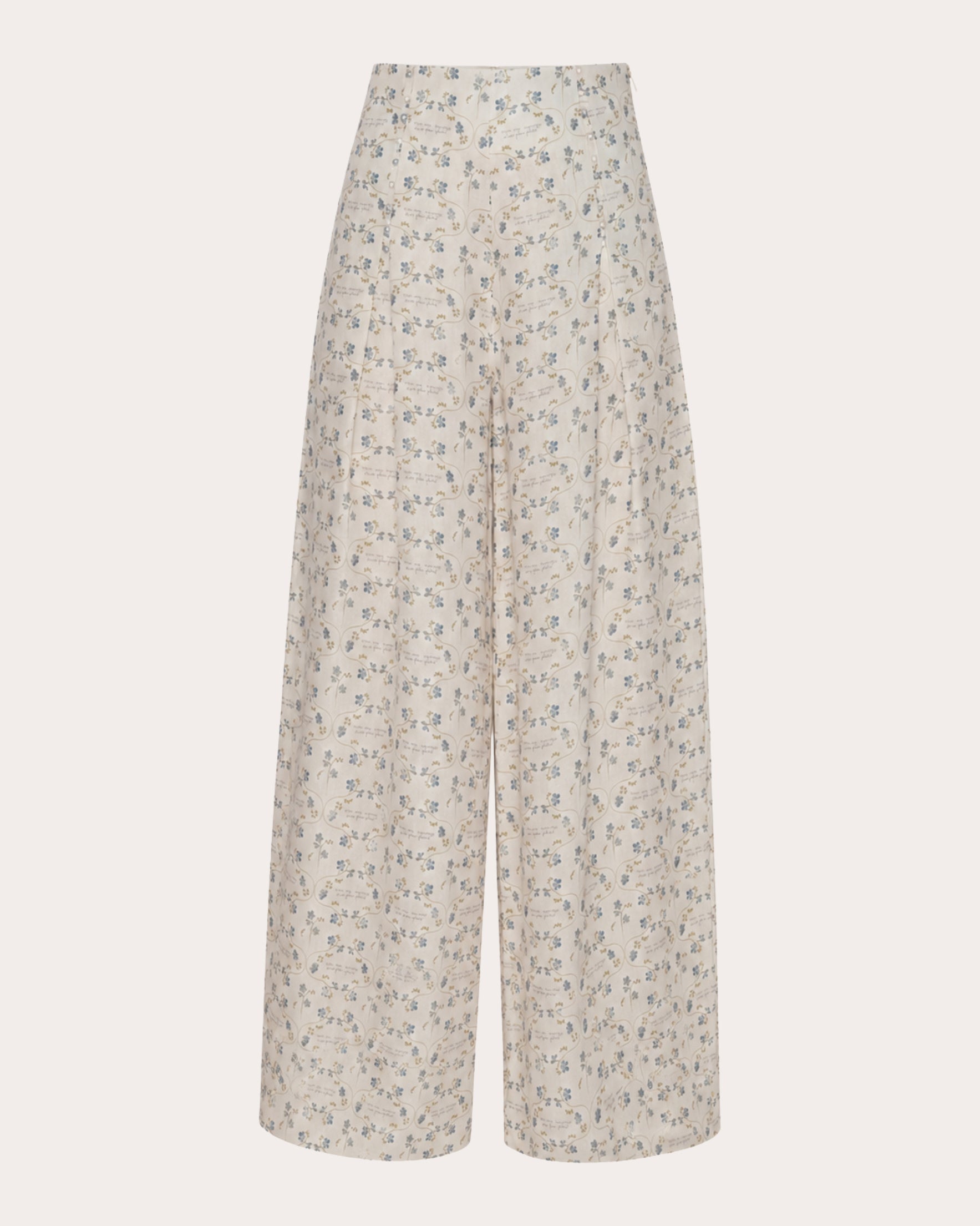 Timeless Floral Linen Pleated Wide-Leg Pants
