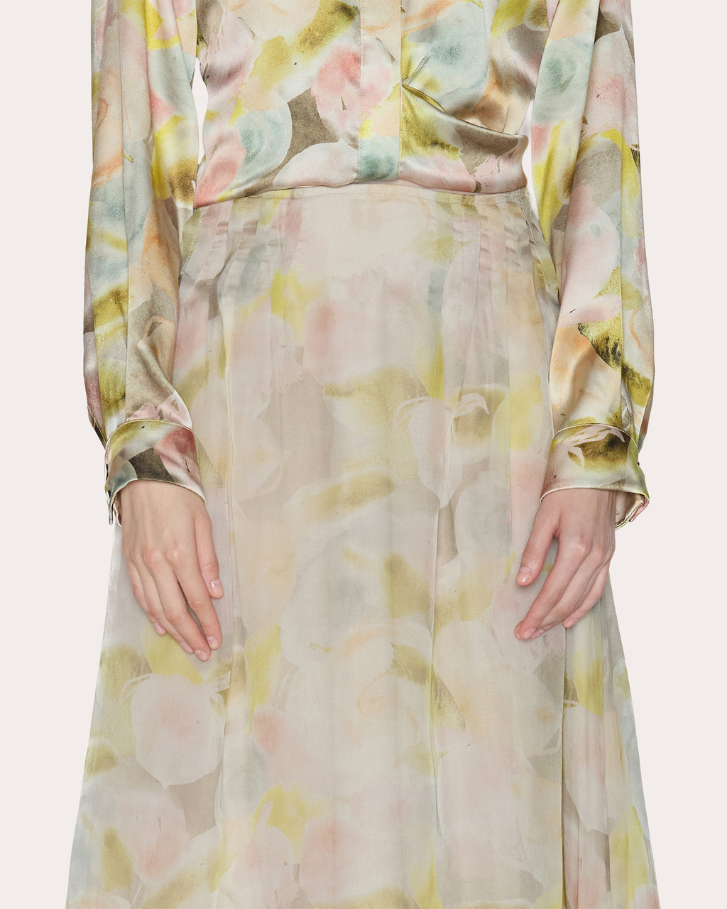 Essence Floral Silk Organza Midi Skirt