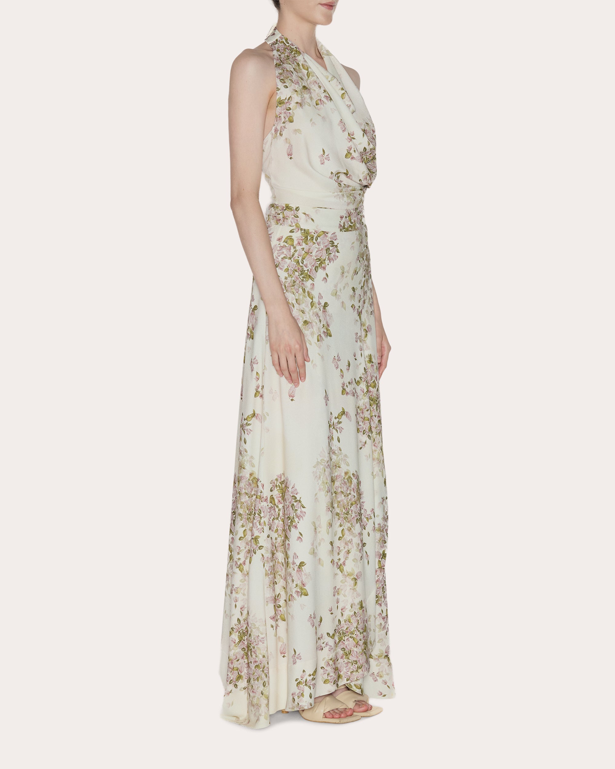 Presence Floral Crepe de Chine Halter Top