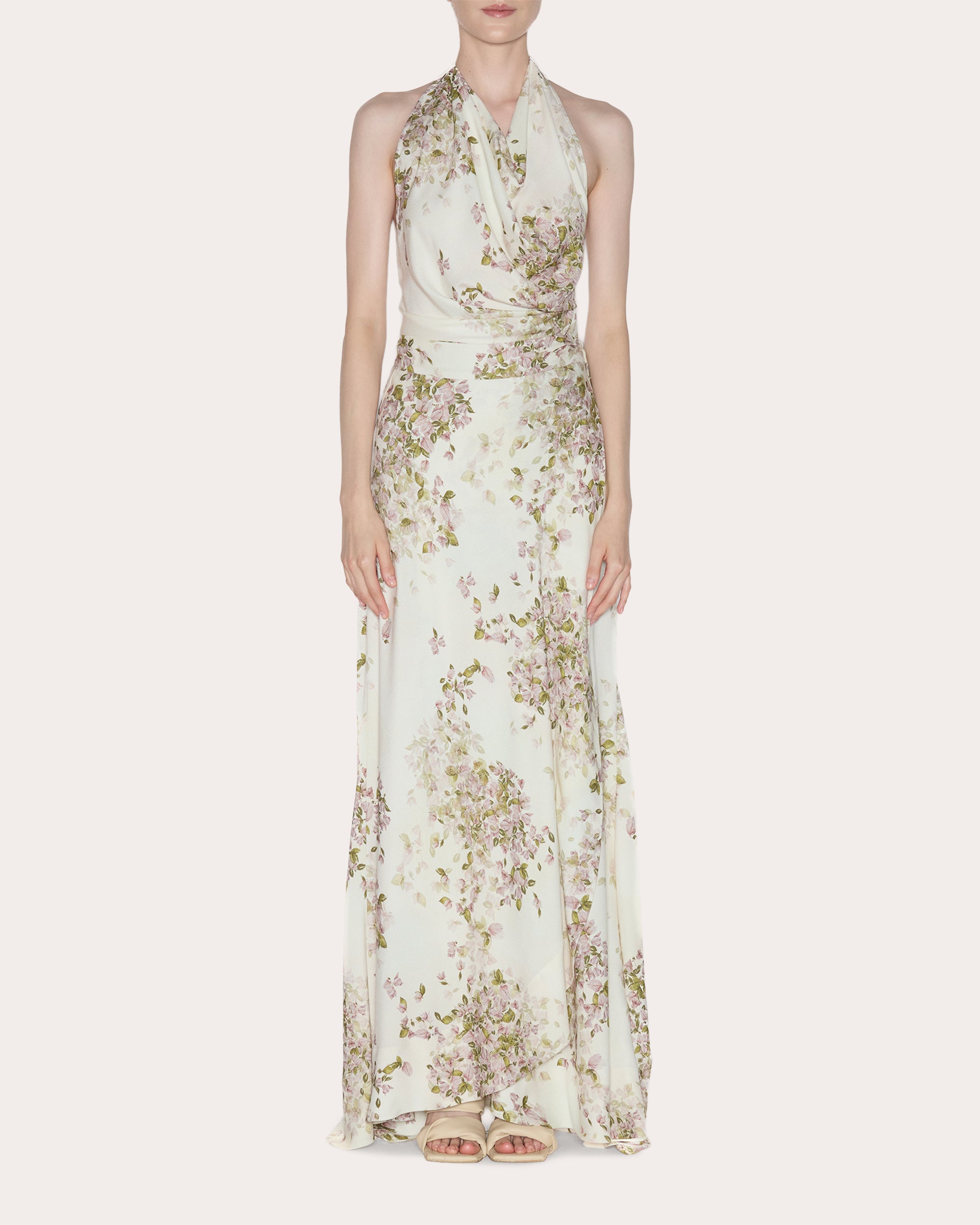 Presence Floral Crepe de Chine Halter Top
