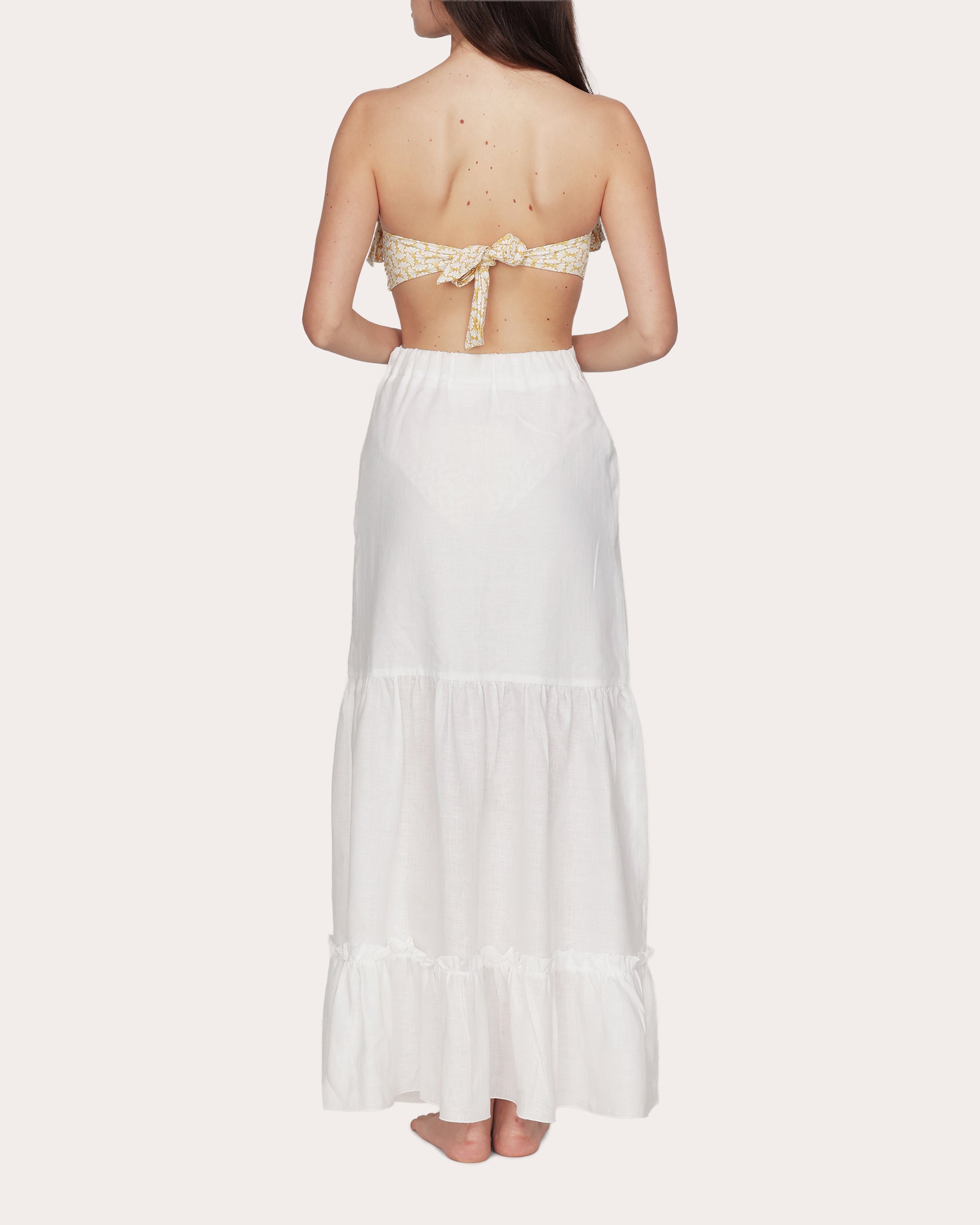 Bali Linen Gathered Ruffle Maxi Skirt