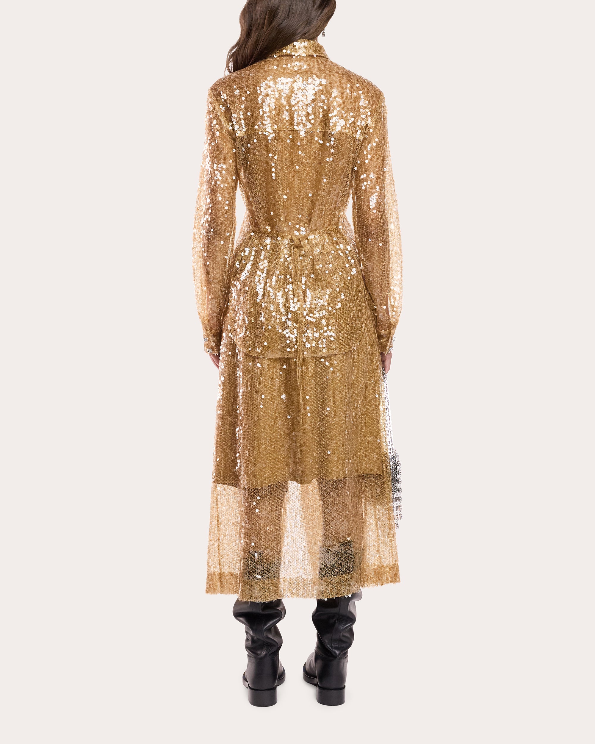 Embellished Sequin-Embroidered Midi Skirt