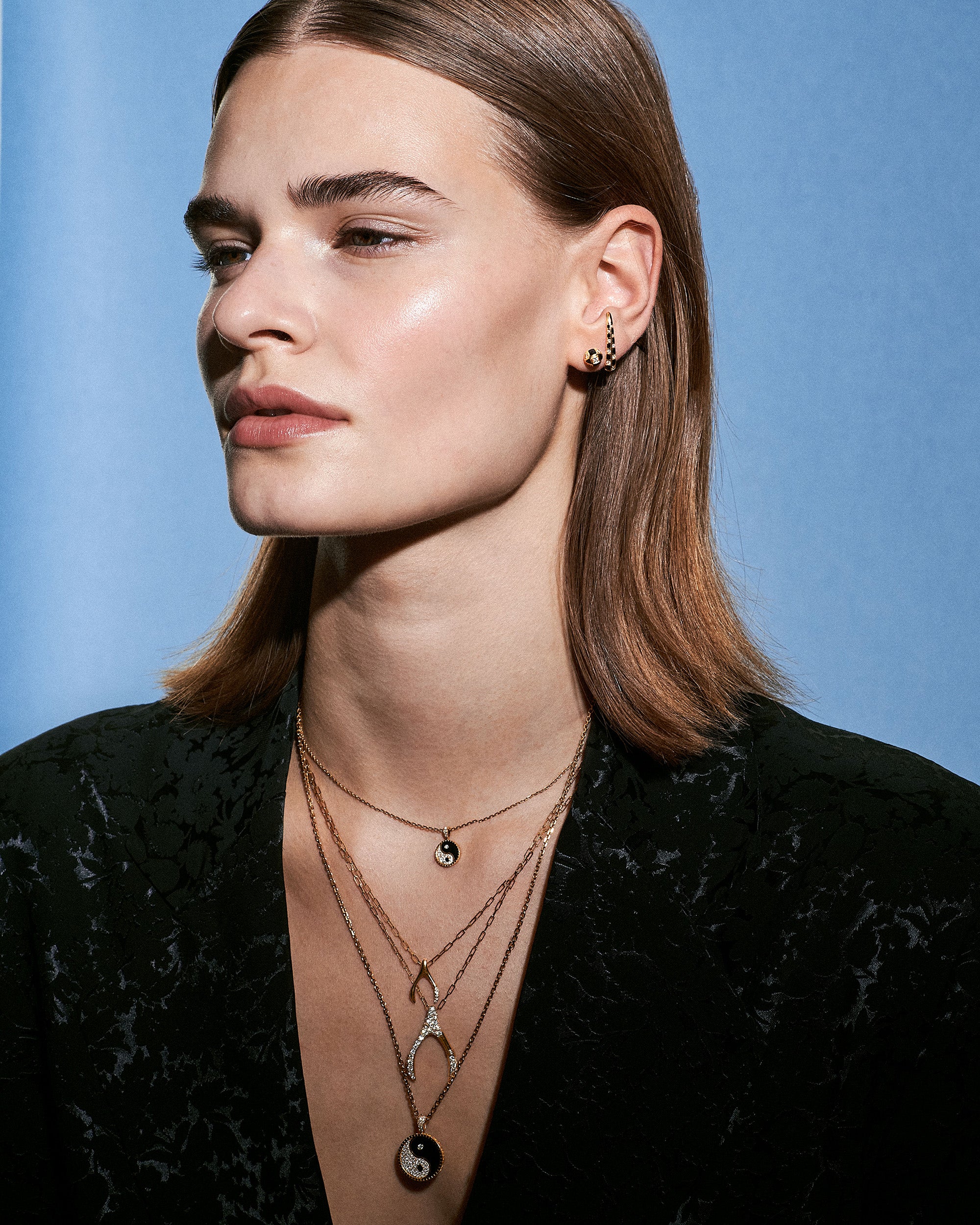 Mini Globe 18K Gold Enamel and Lab-Grown Diamond Earrings