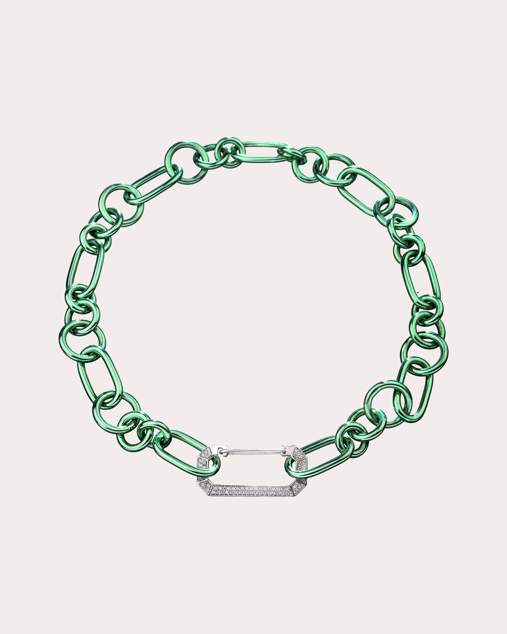 Lucy Painted 18K Gold Diamond Chain-Link Necklace