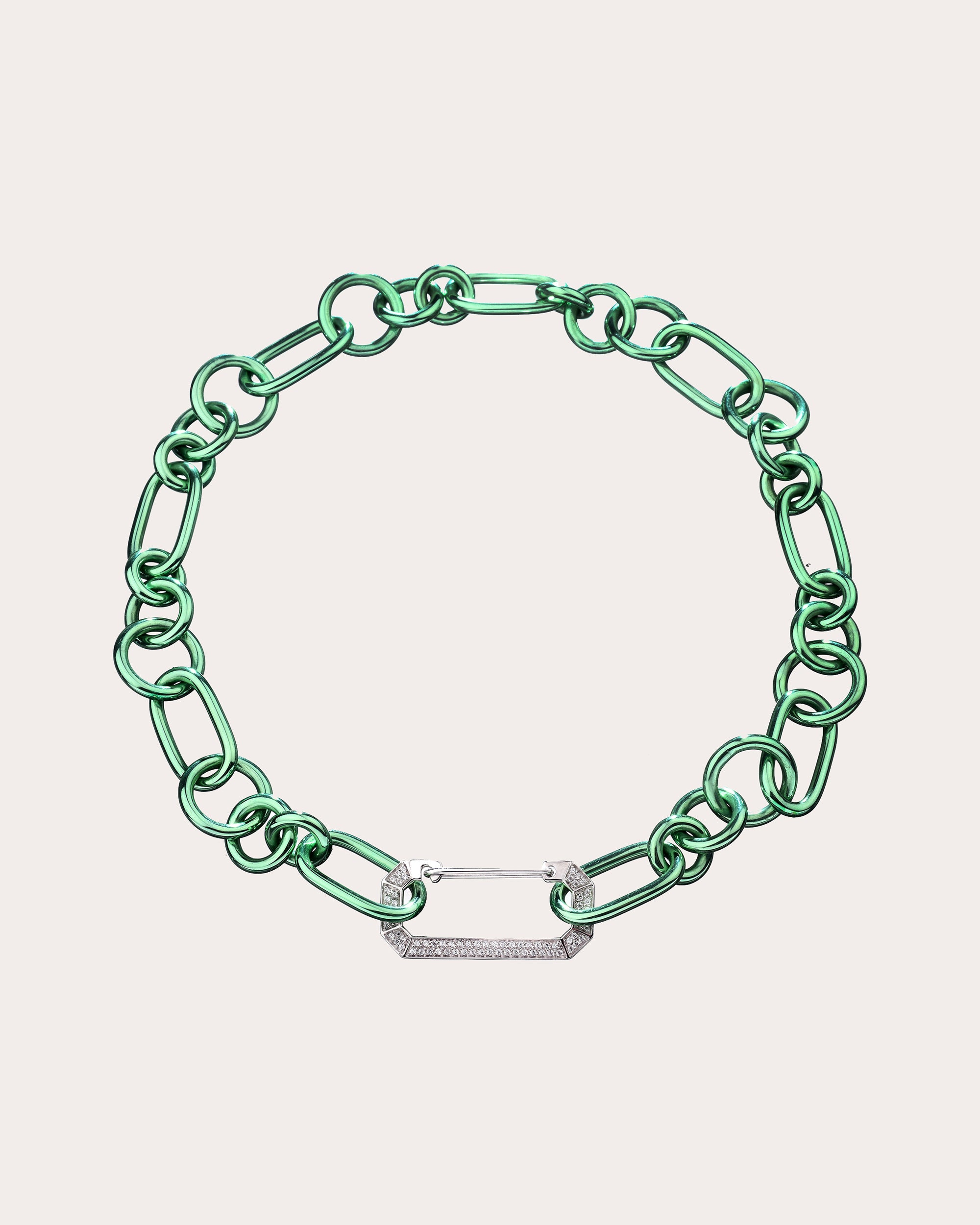 Lucy Painted 18K Gold Diamond Chain-Link Necklace