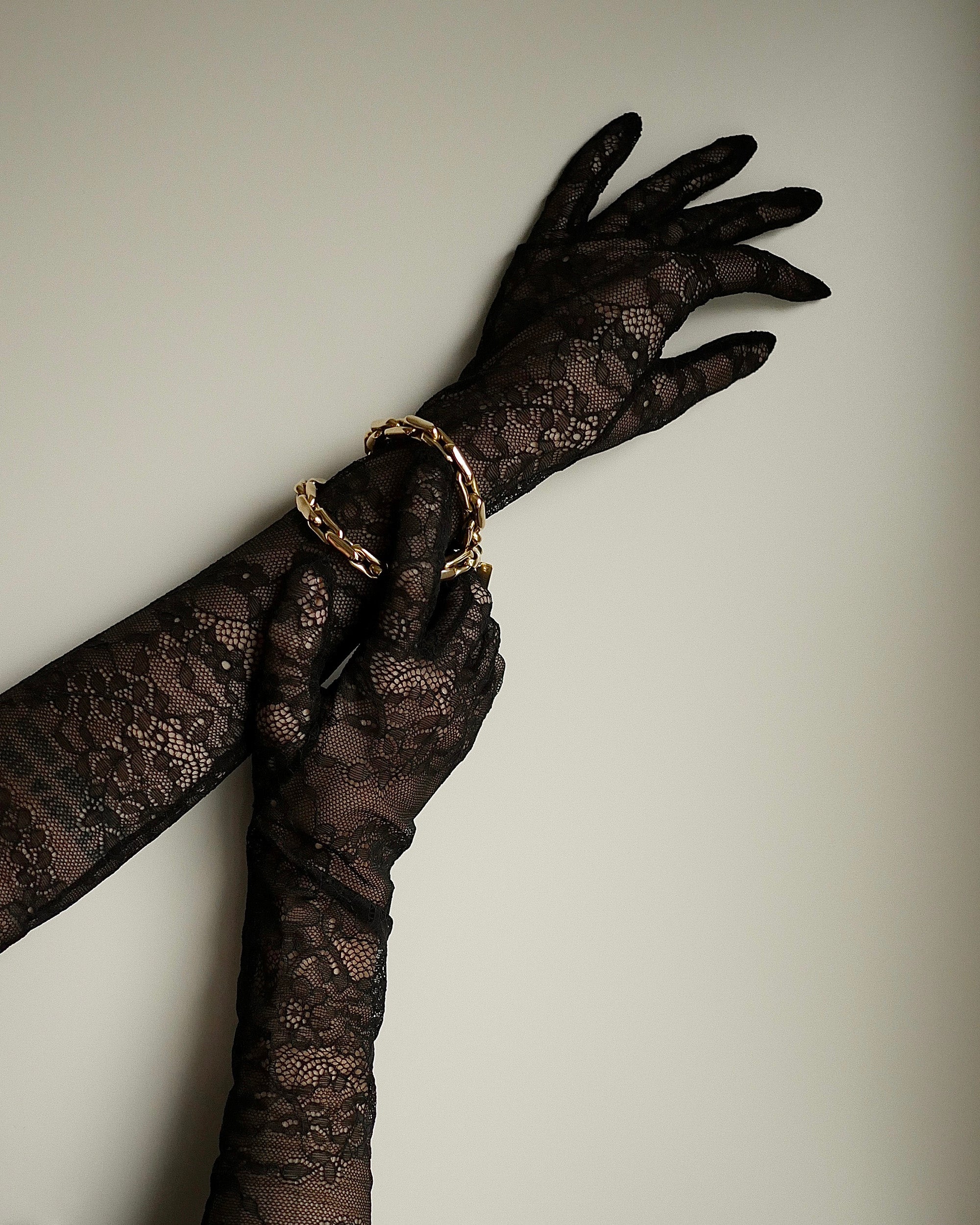 Black Mesh Long Gloves