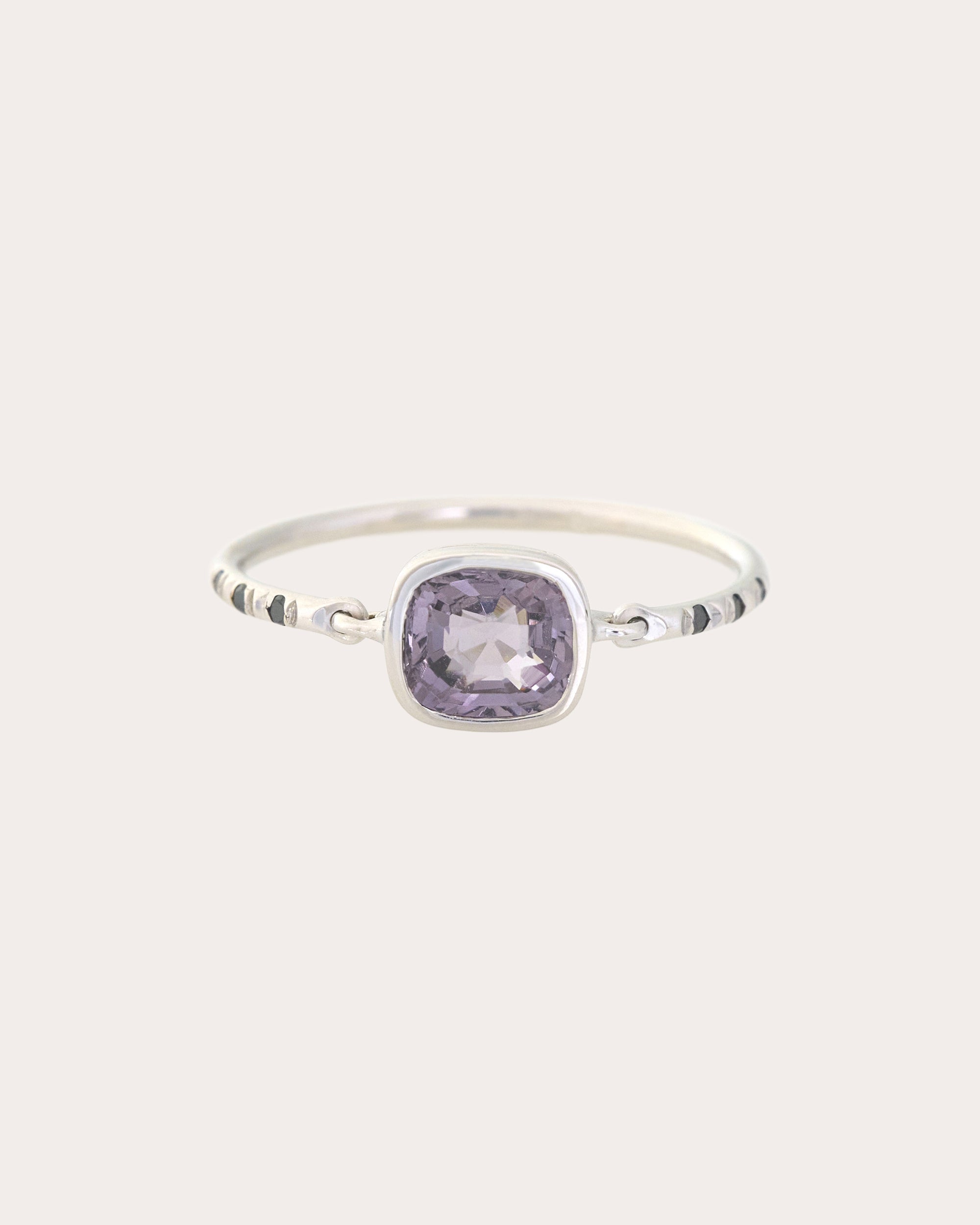 Black Diamond & Lilac Gray Spinel Petite Circle Ring
