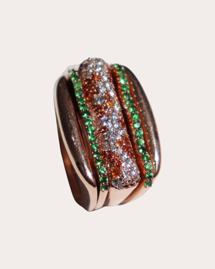 14k Rose Gold Lobster Roll Ring Stack