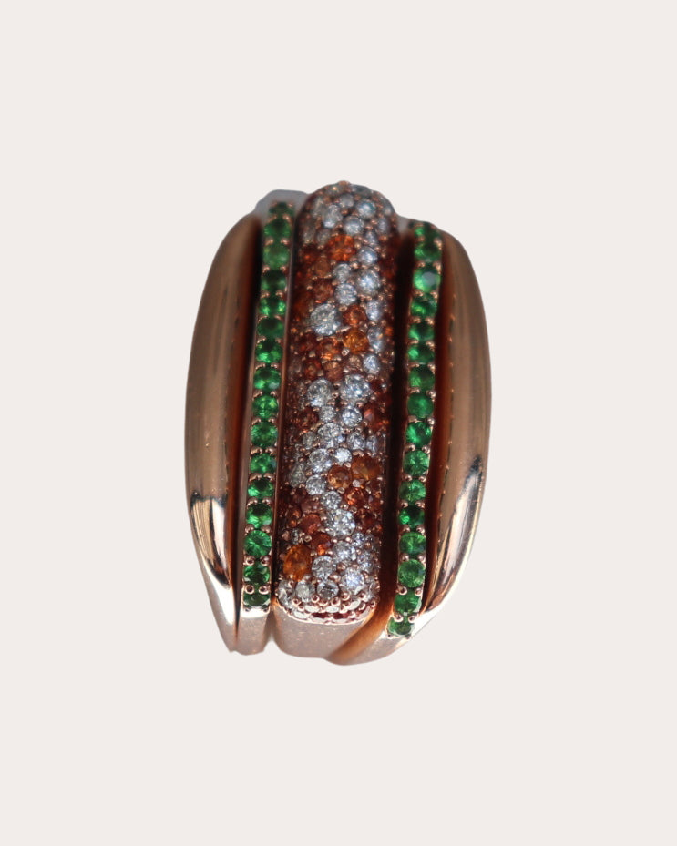 14k Rose Gold Lobster Roll Ring Stack