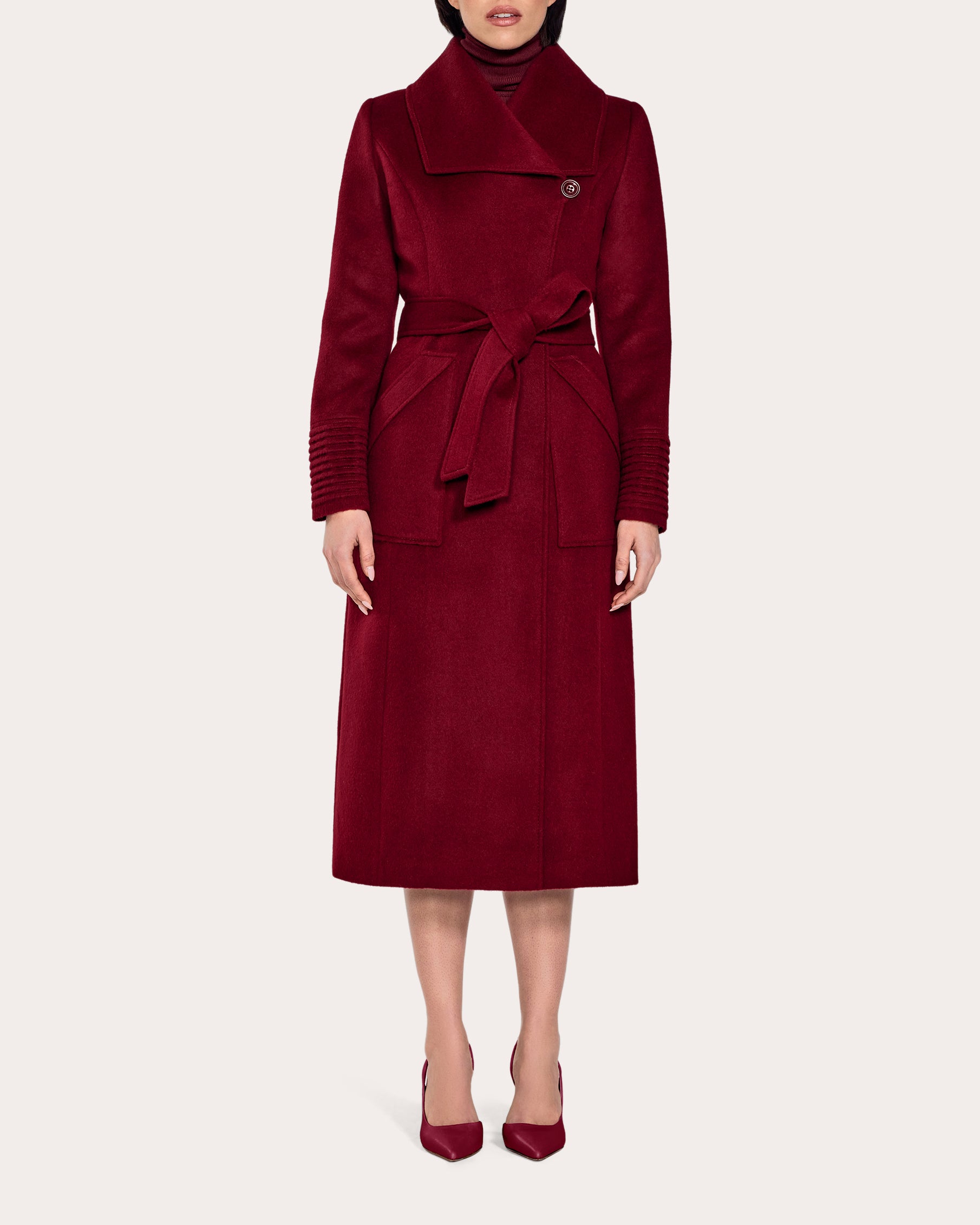 Baby Alpaca Wide Collar Long Wrap Coat