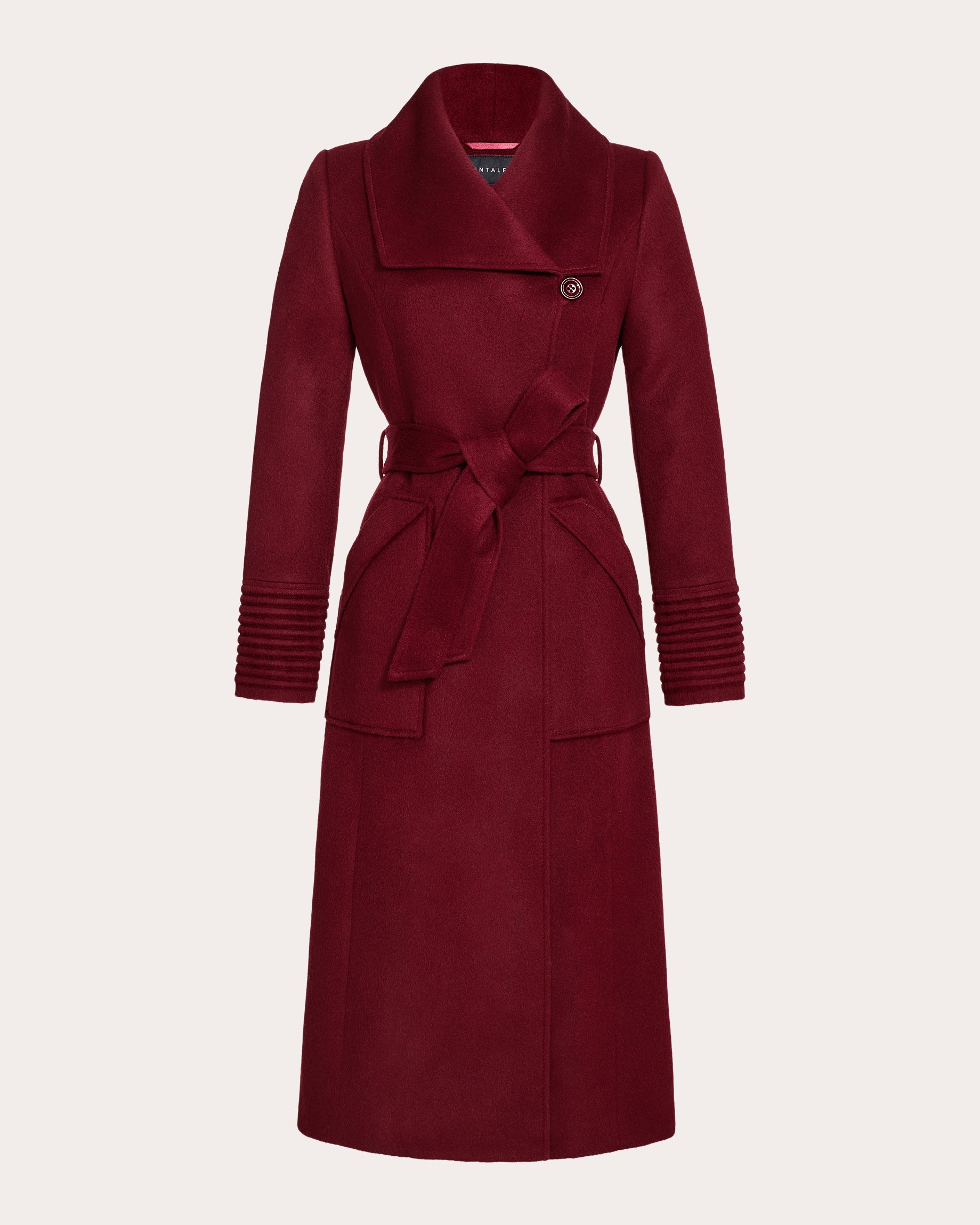 Baby Alpaca Wide Collar Long Wrap Coat