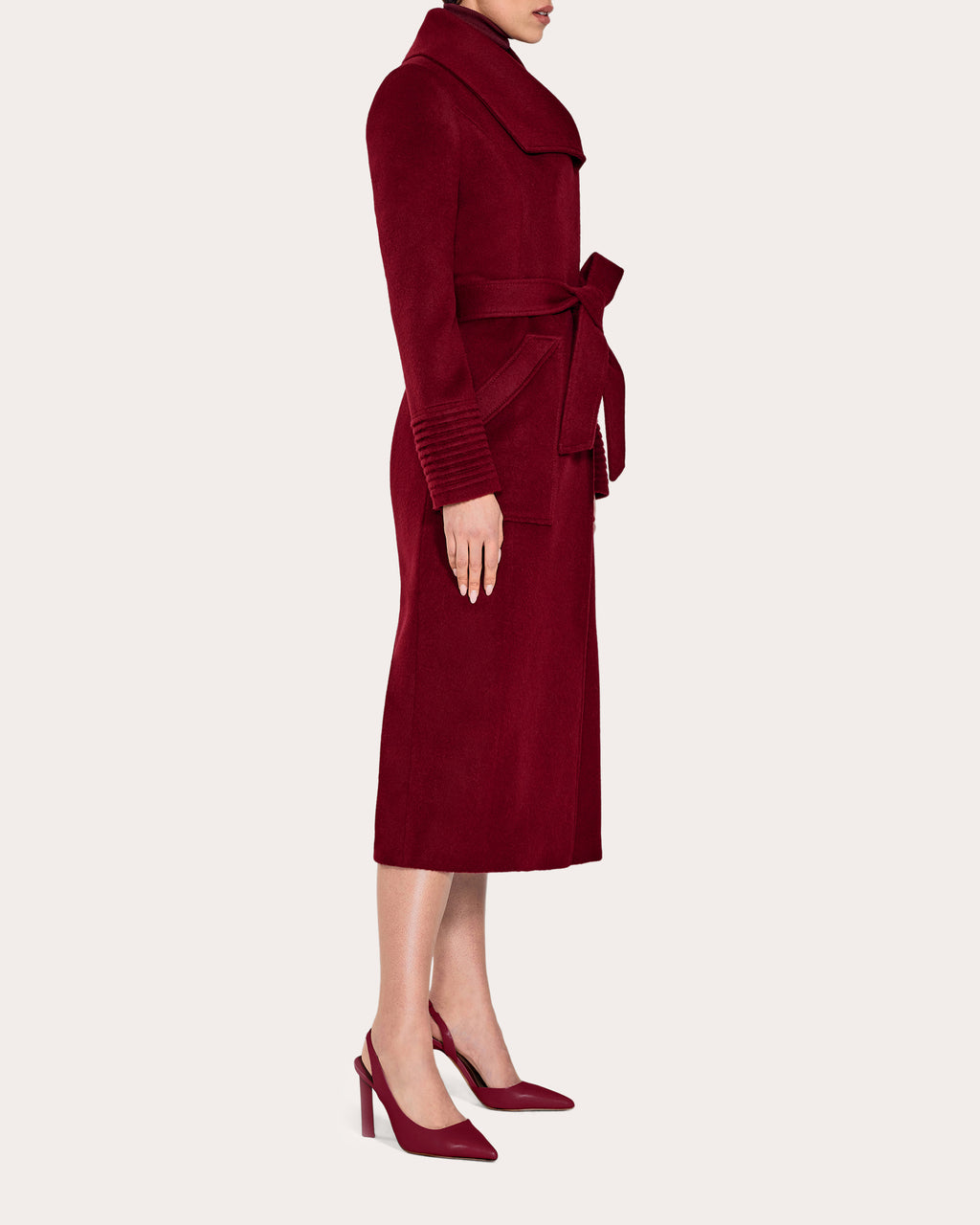 Baby Alpaca Wide Collar Long Wrap Coat