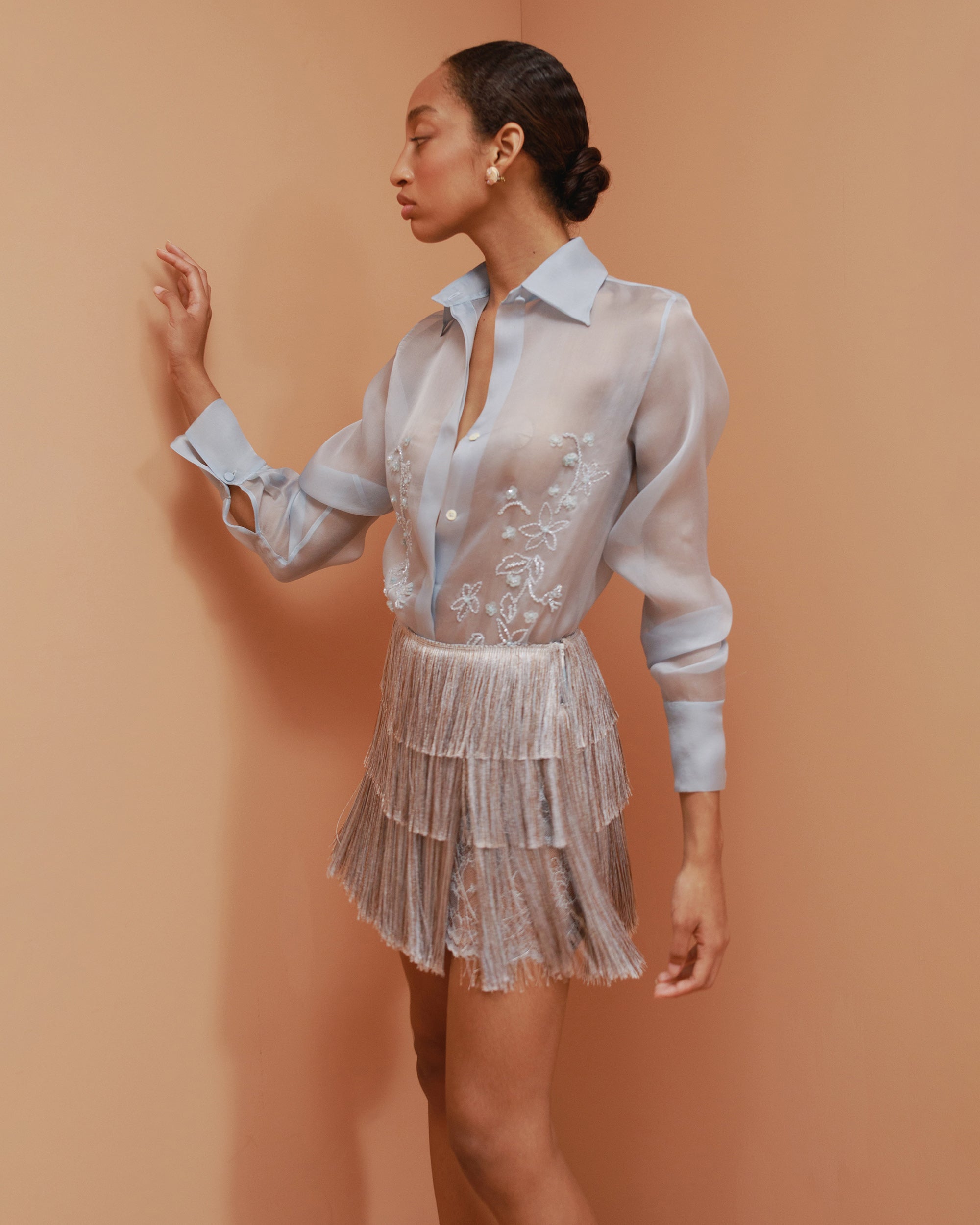 Aster Floral Embroidered Silk-Organza Blouse