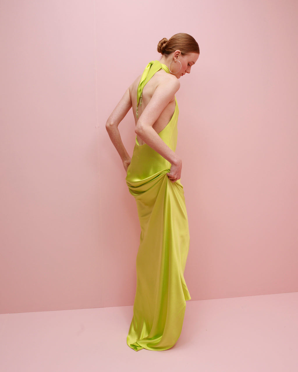 Olivia Embroidered Silk Bias Halter Maxi Dress