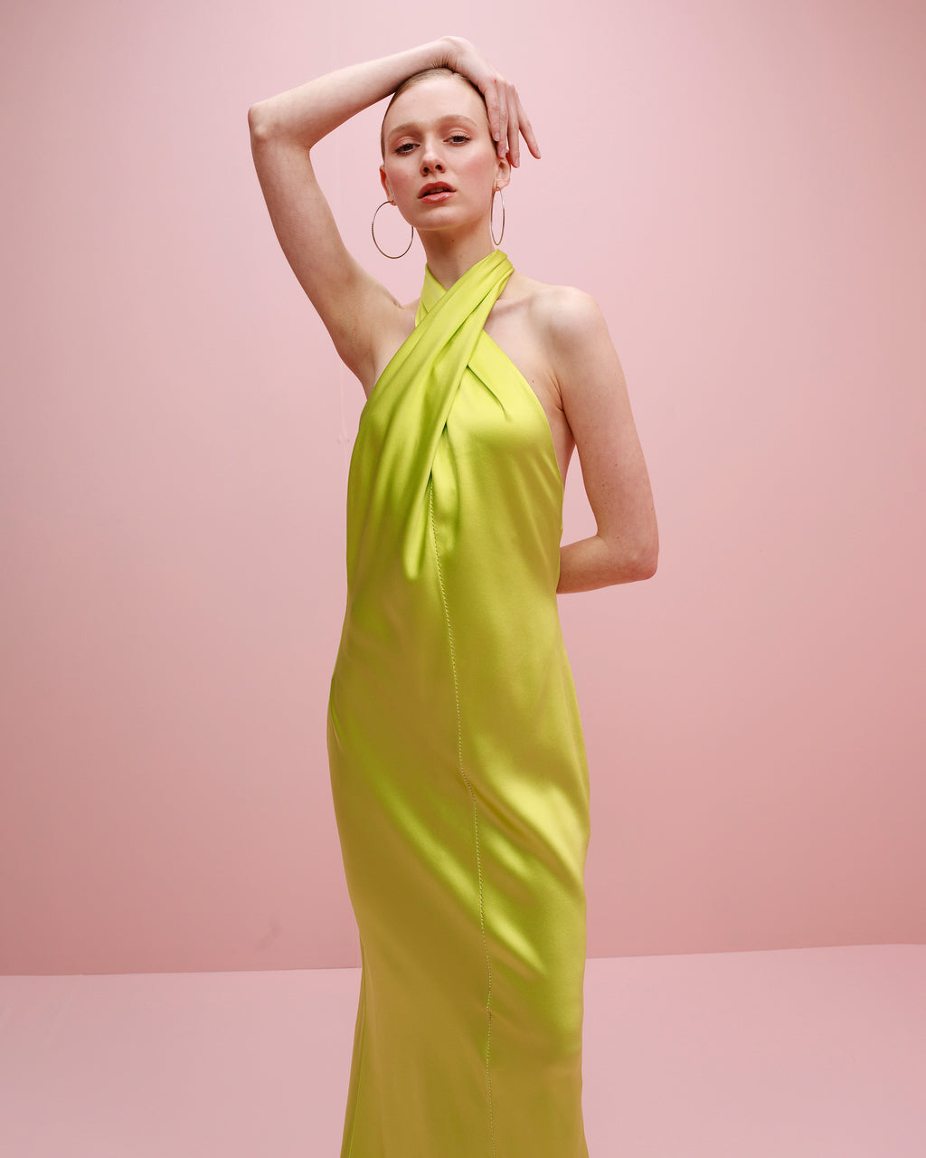 Olivia Embroidered Silk Bias Halter Maxi Dress