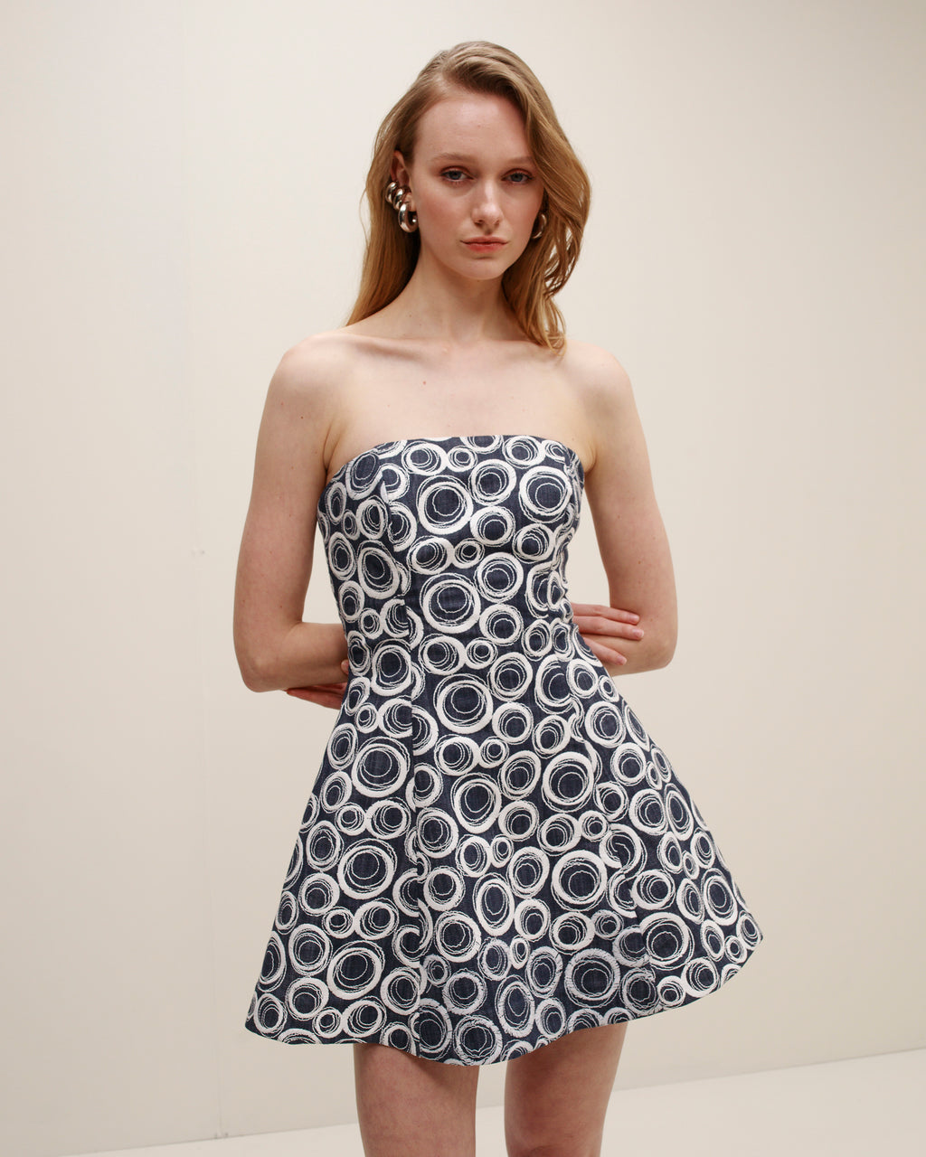 Padua Embroidered Denim Strapless Mini Dress