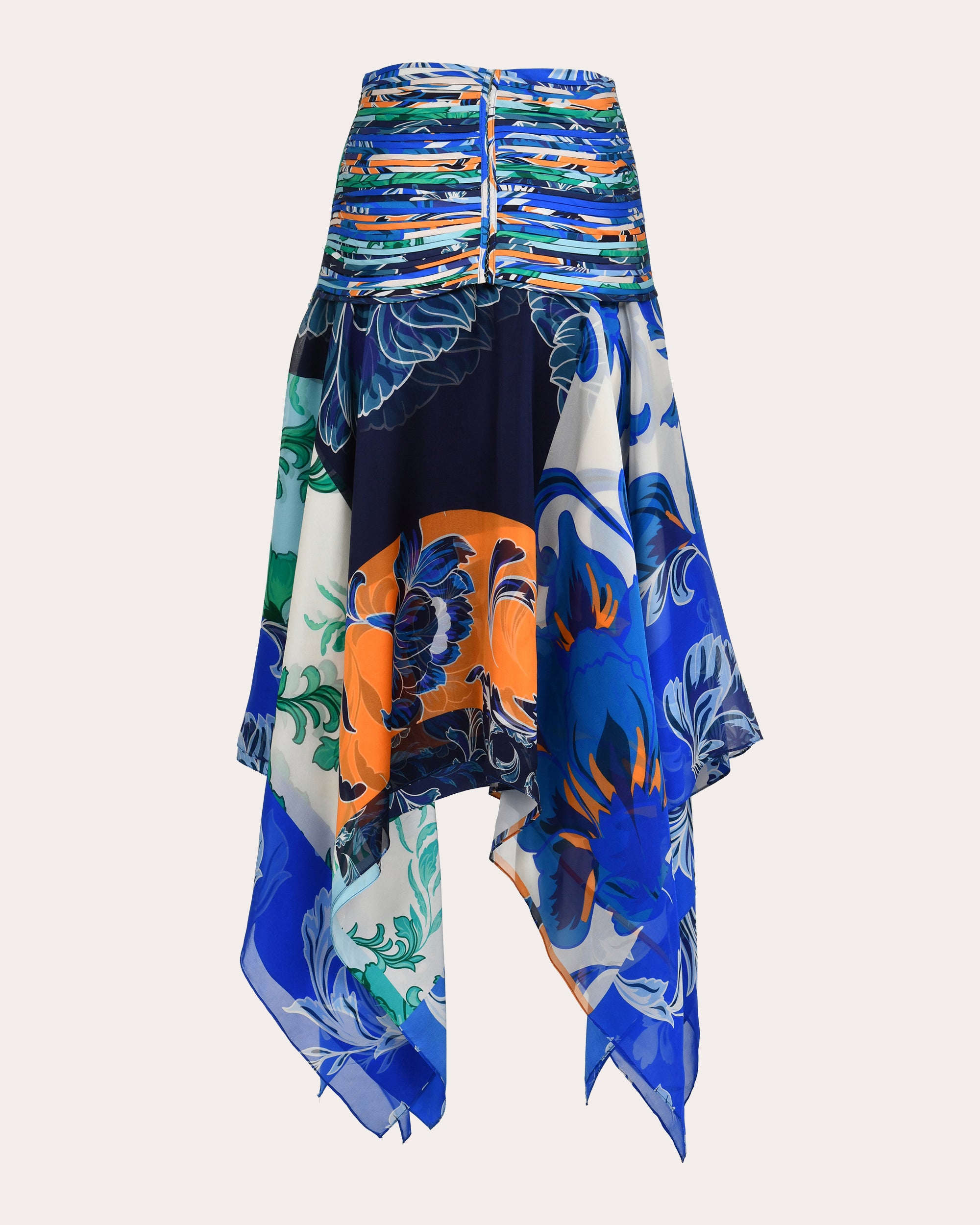 Alexandra Floral Silk Chiffon Asymmetric Maxi Skirt