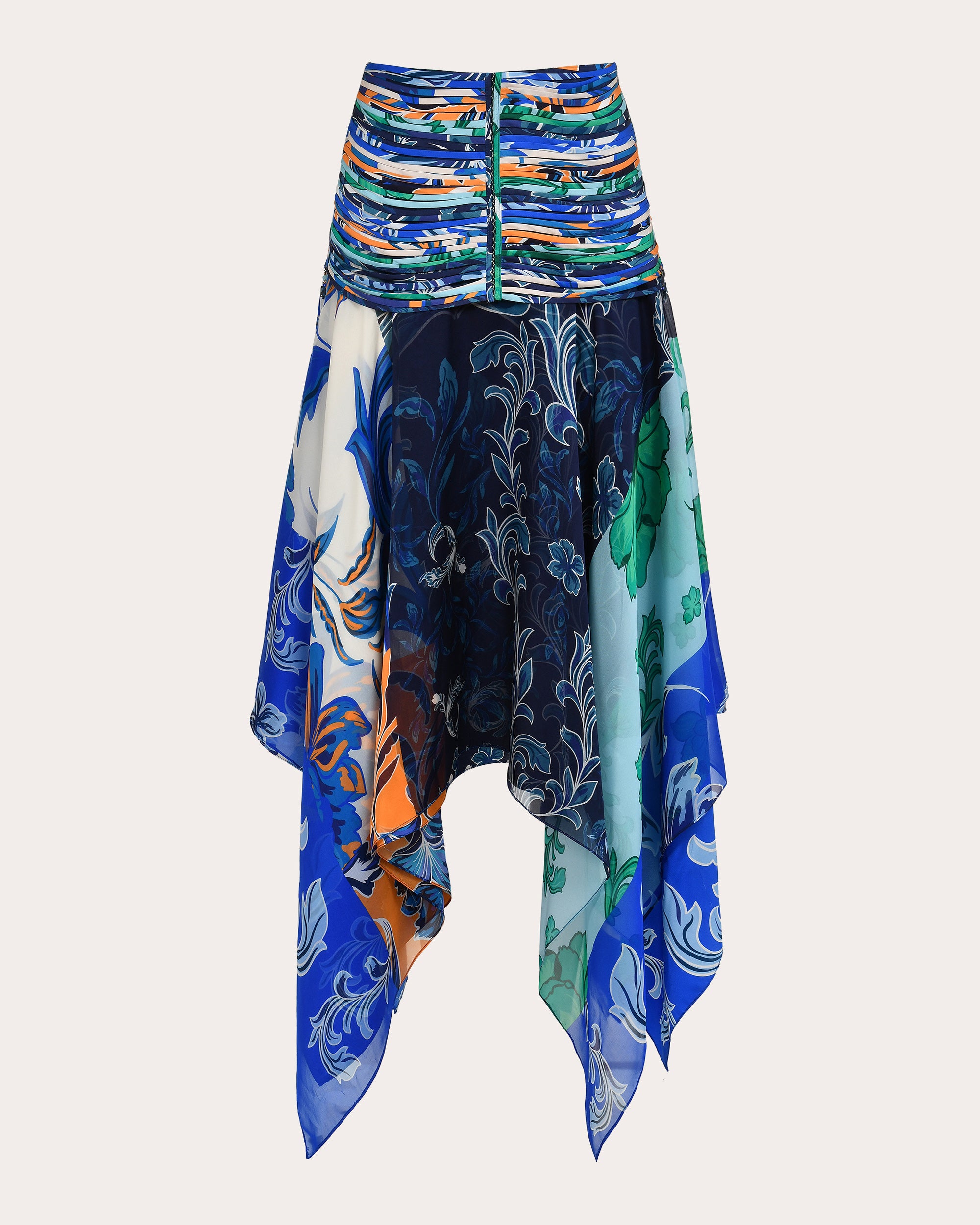 Alexandra Floral Silk Chiffon Asymmetric Maxi Skirt