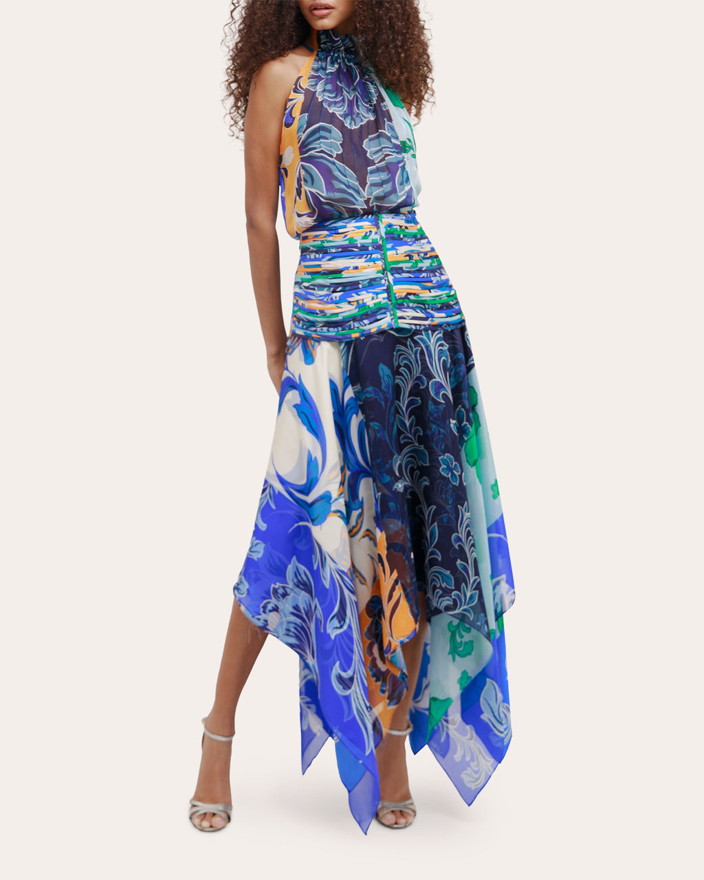 Alexandra Floral Silk Chiffon Asymmetric Maxi Skirt