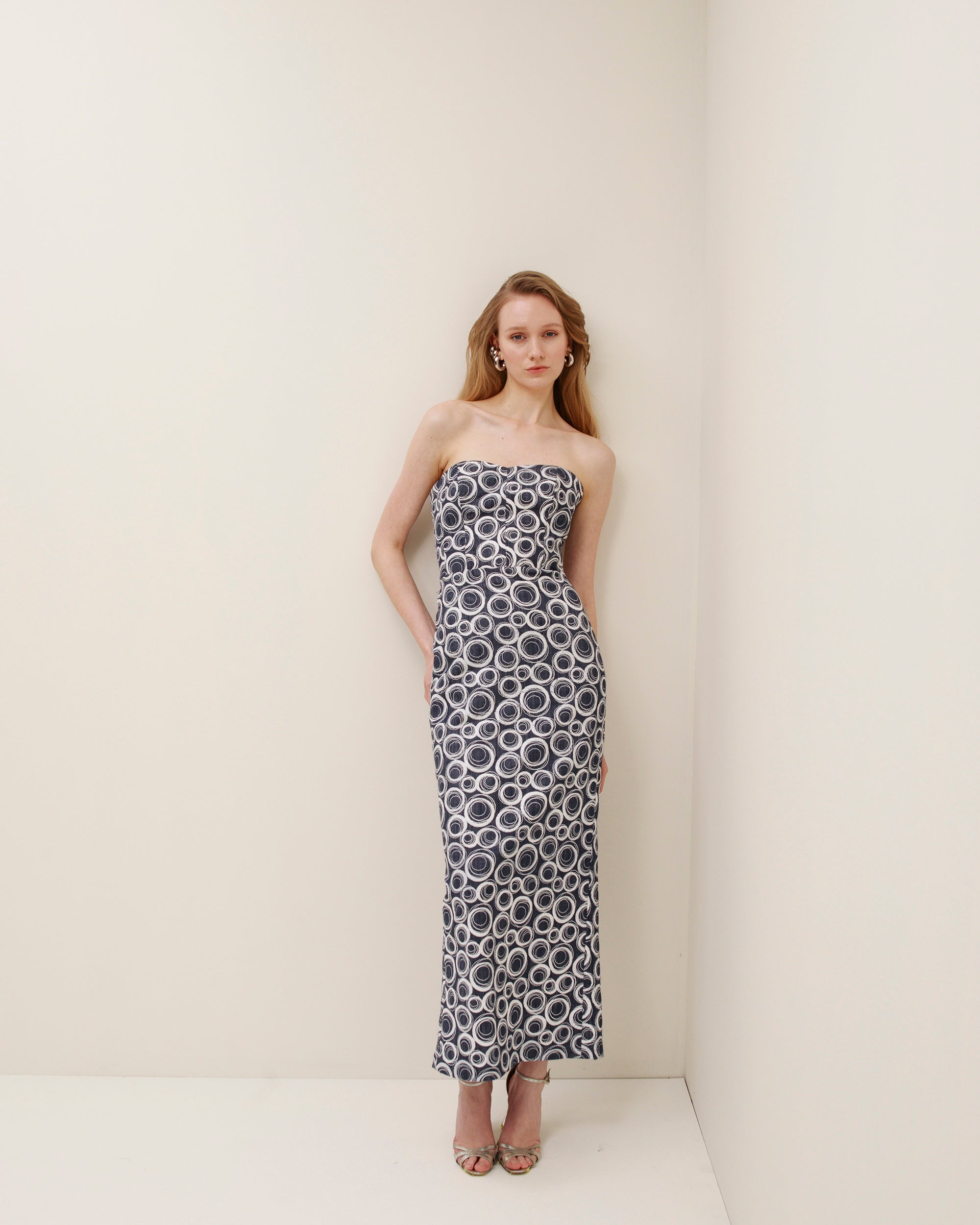 Cassata Embroidered Denim Strapless Dress
