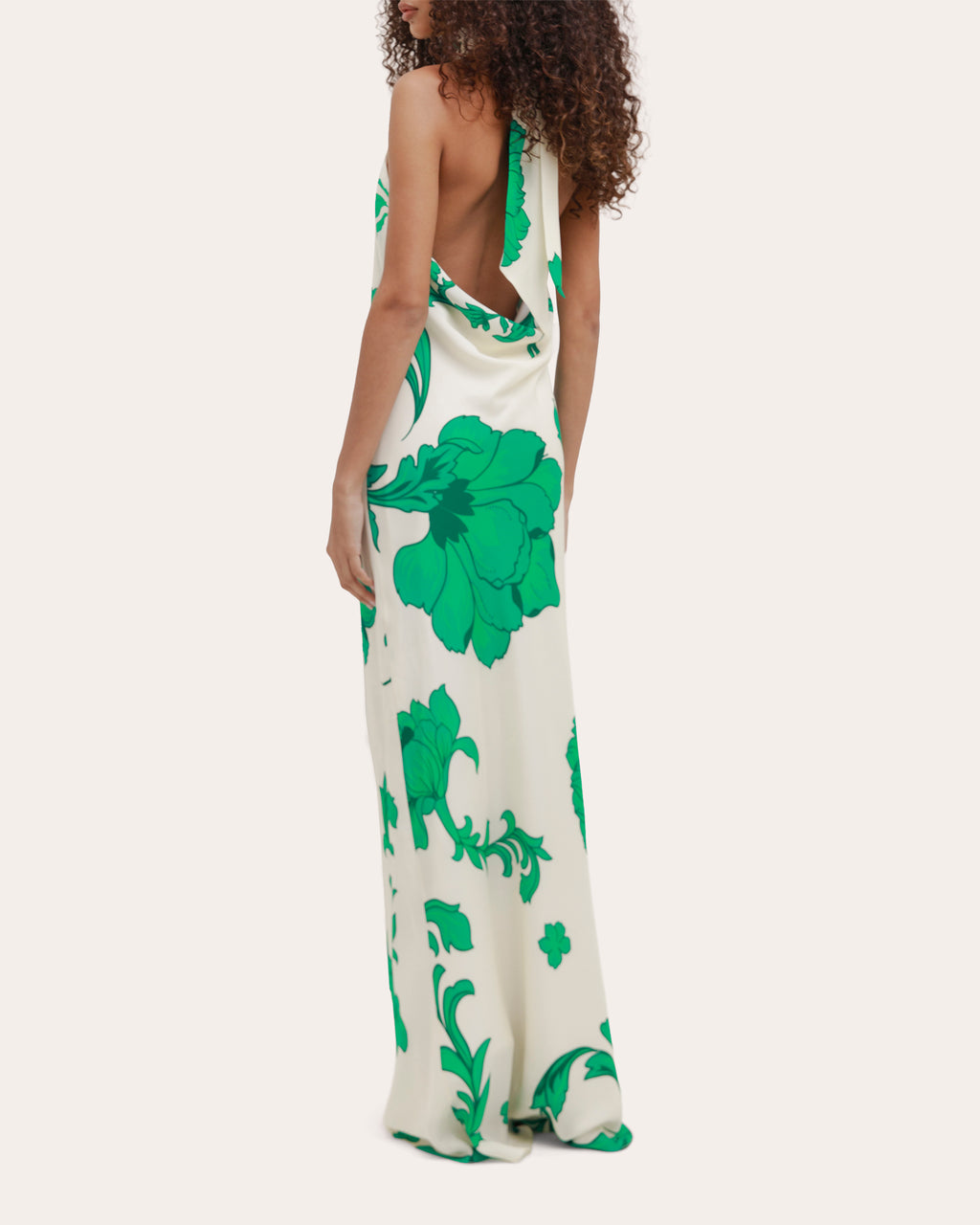 Hera Beaded Floral Silk Halter Gown