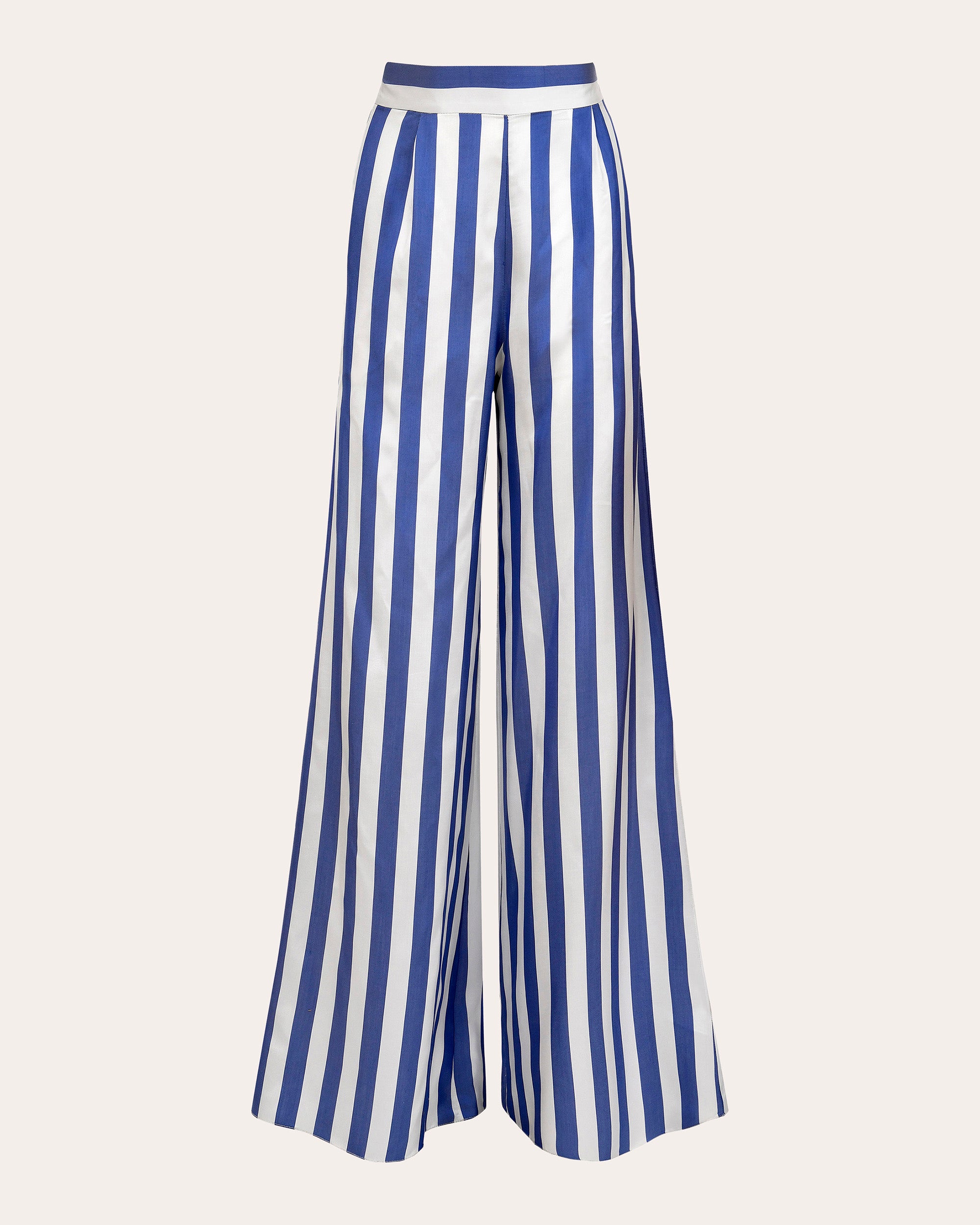 Acqua Stripe Silk Wide-Leg Pants