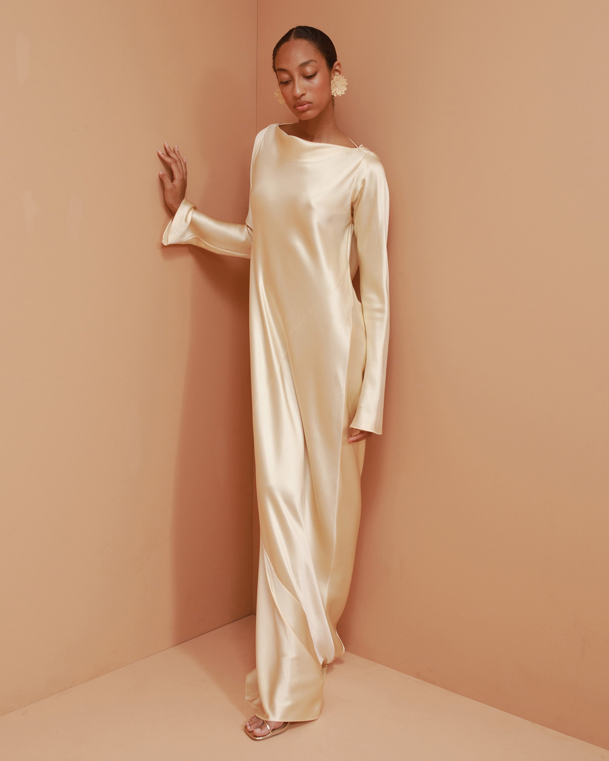 Fenix Draped Back Silk Gown