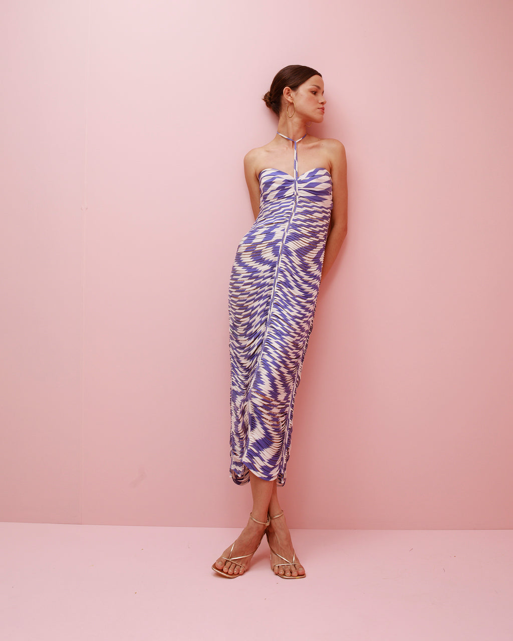 Alba Pata de Cabra Silk Halter Midi Dress