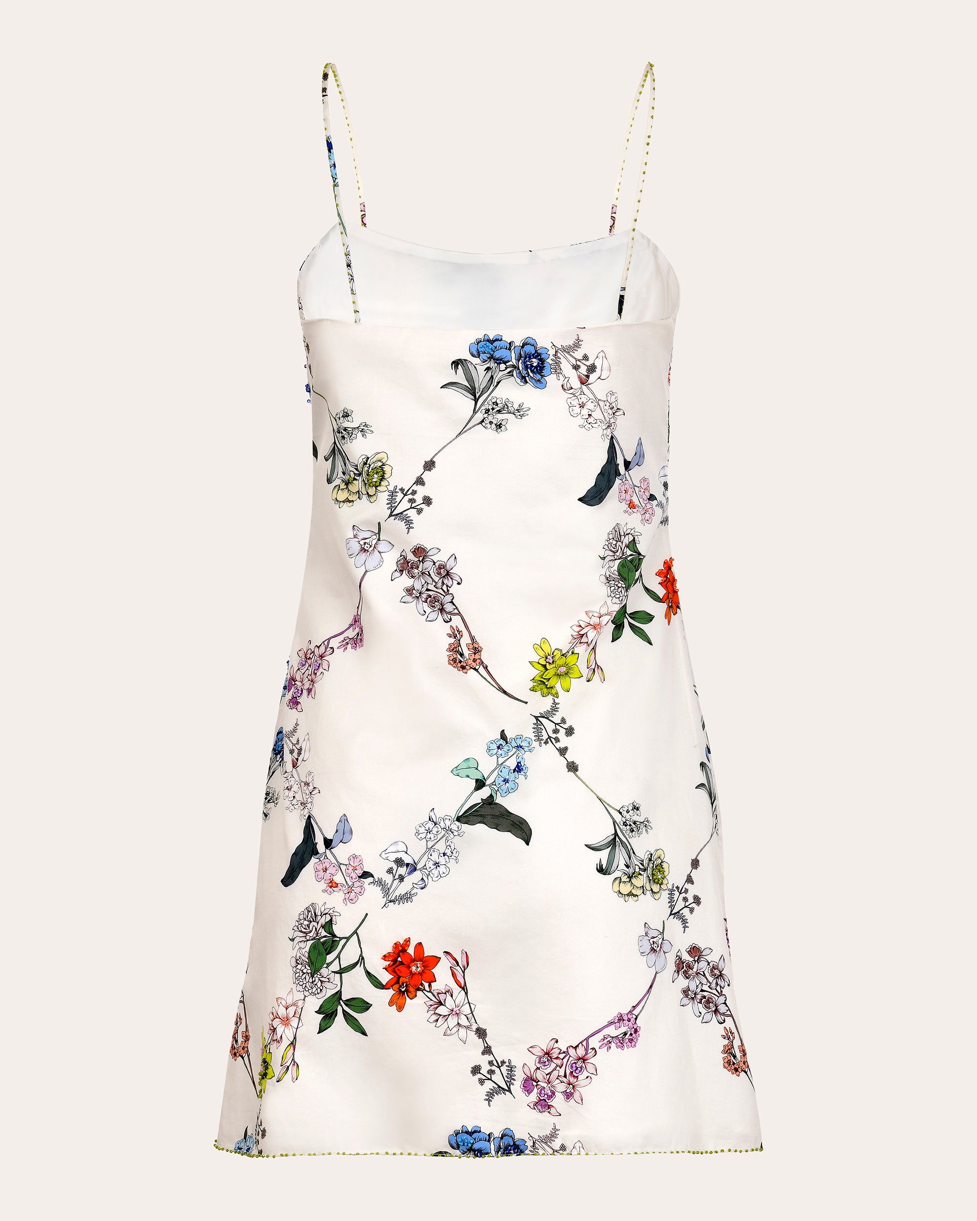 Limon Embellished Floral Cotton Mini Slip Dress