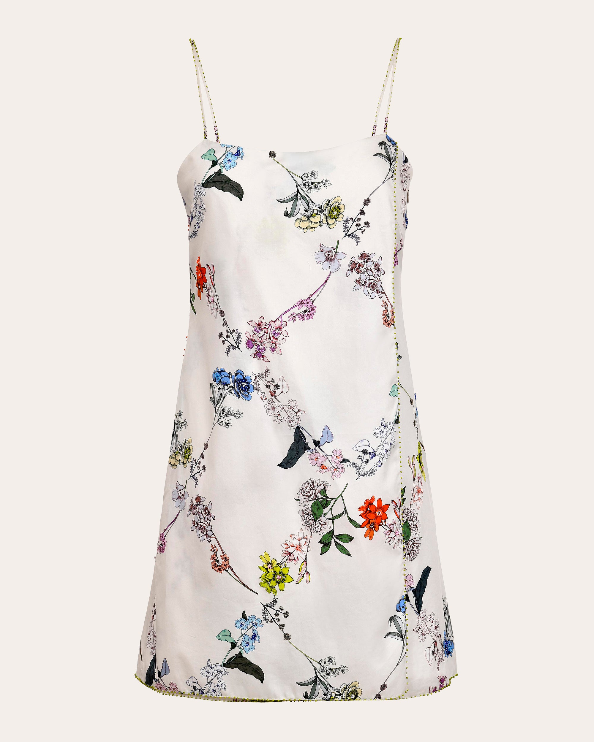 Limon Embellished Floral Cotton Mini Slip Dress