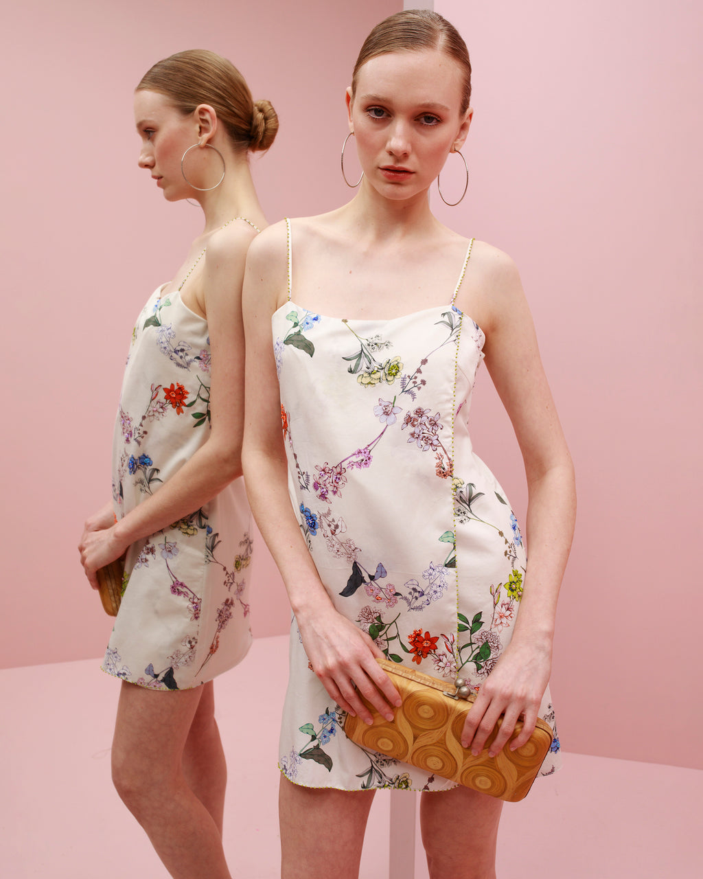 Limon Embellished Floral Cotton Mini Slip Dress