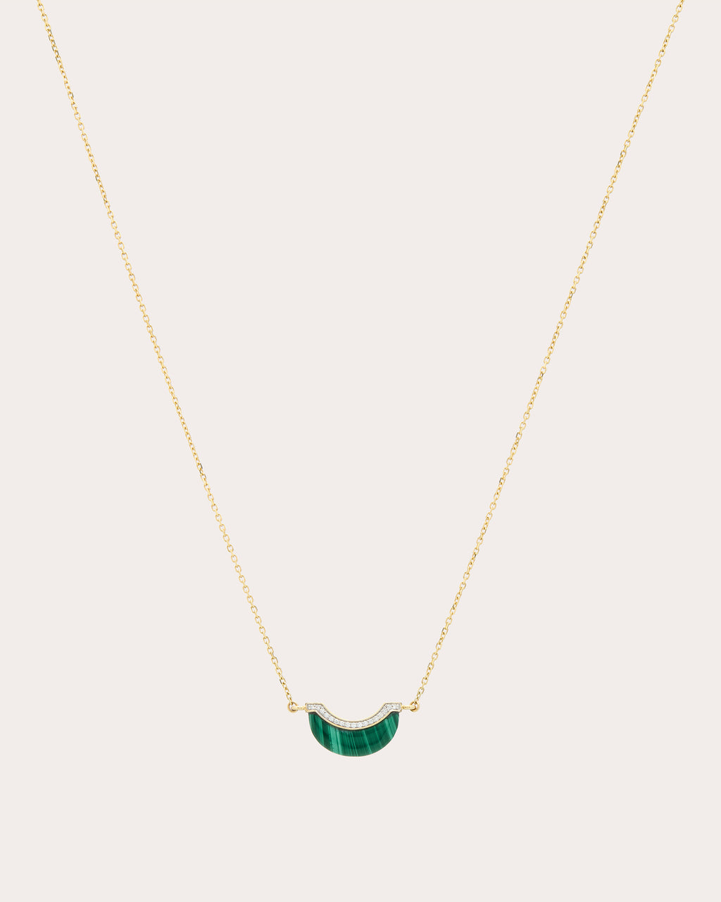Malachite & Diamond Mini Luna Pendant Necklace